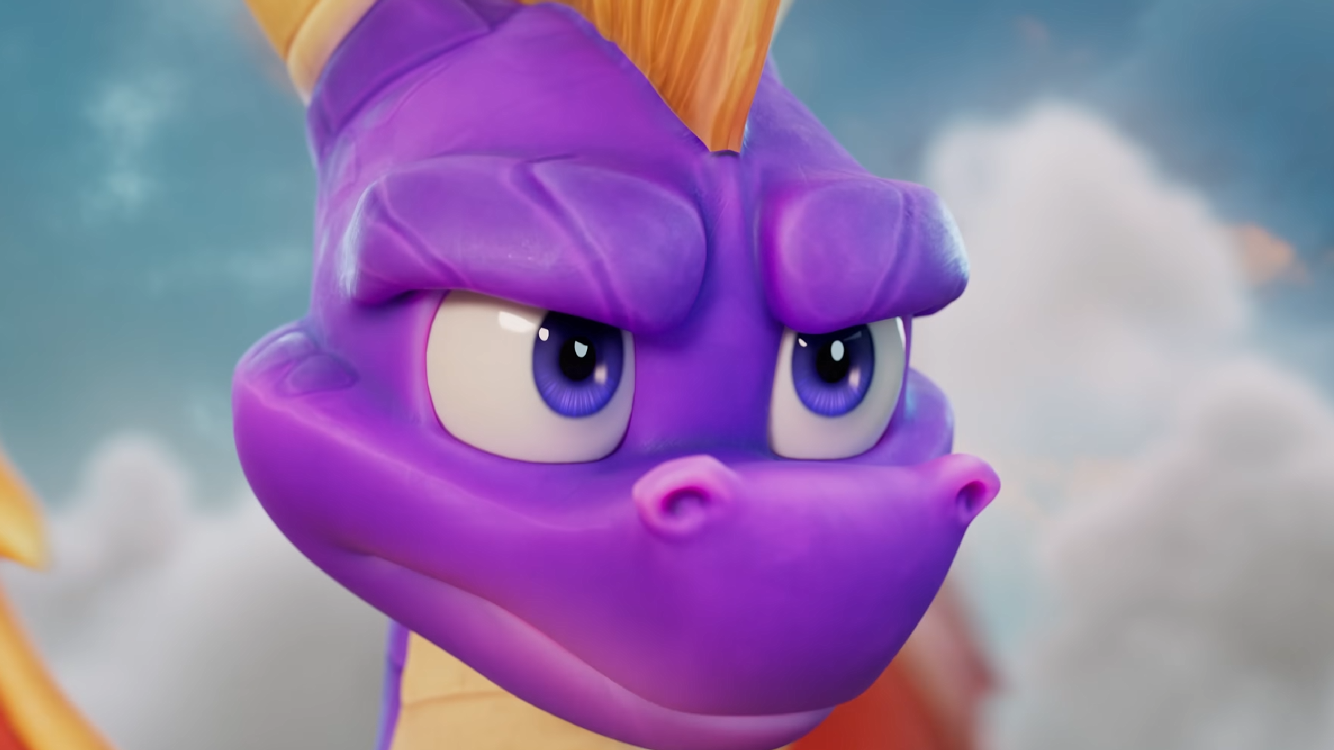 Spyro stares, determined, in Toys for Bob's upcoming Spyro game.