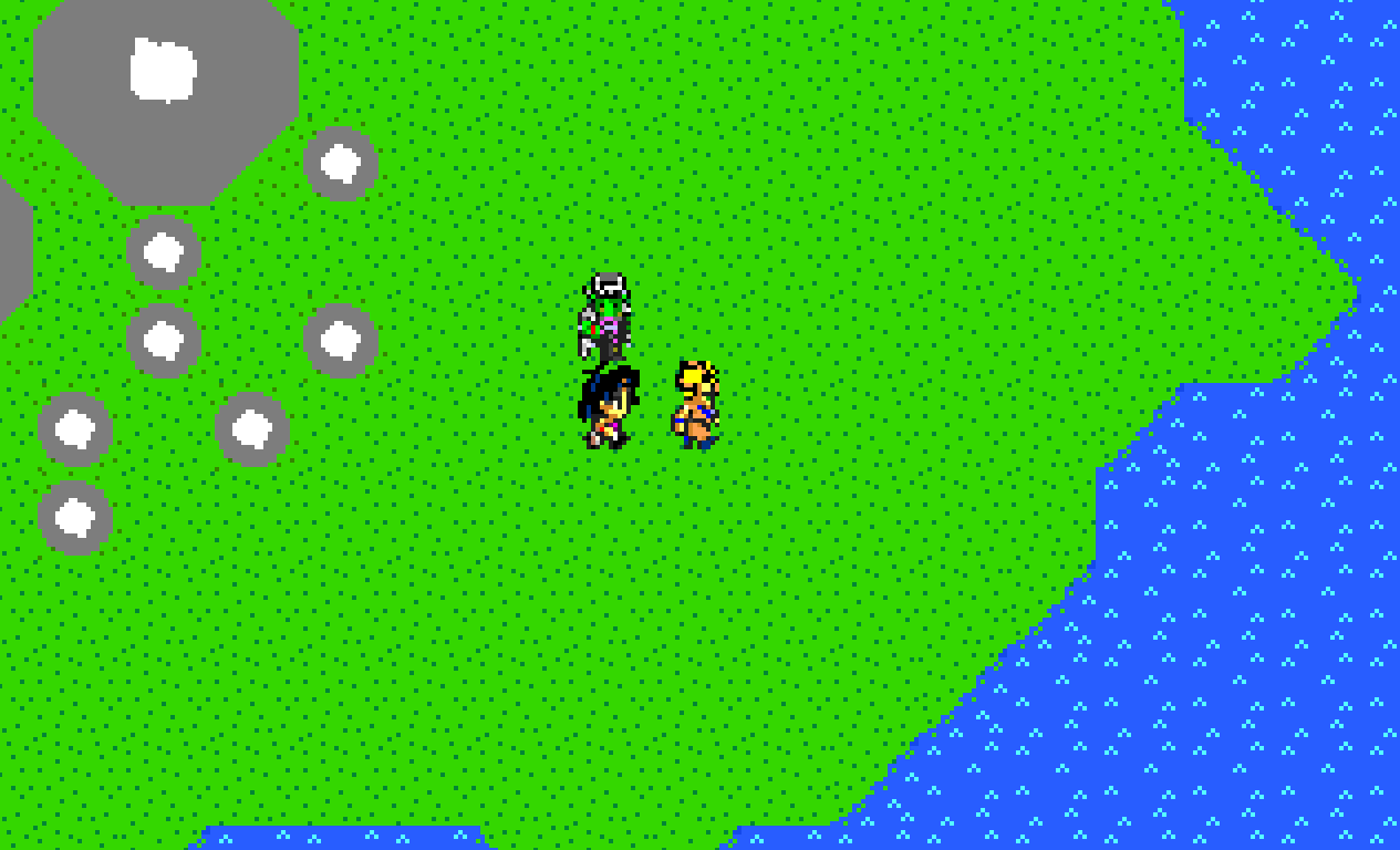 Screenshots from an old Dragon Ball Z fan RPG showing the game and its title screen