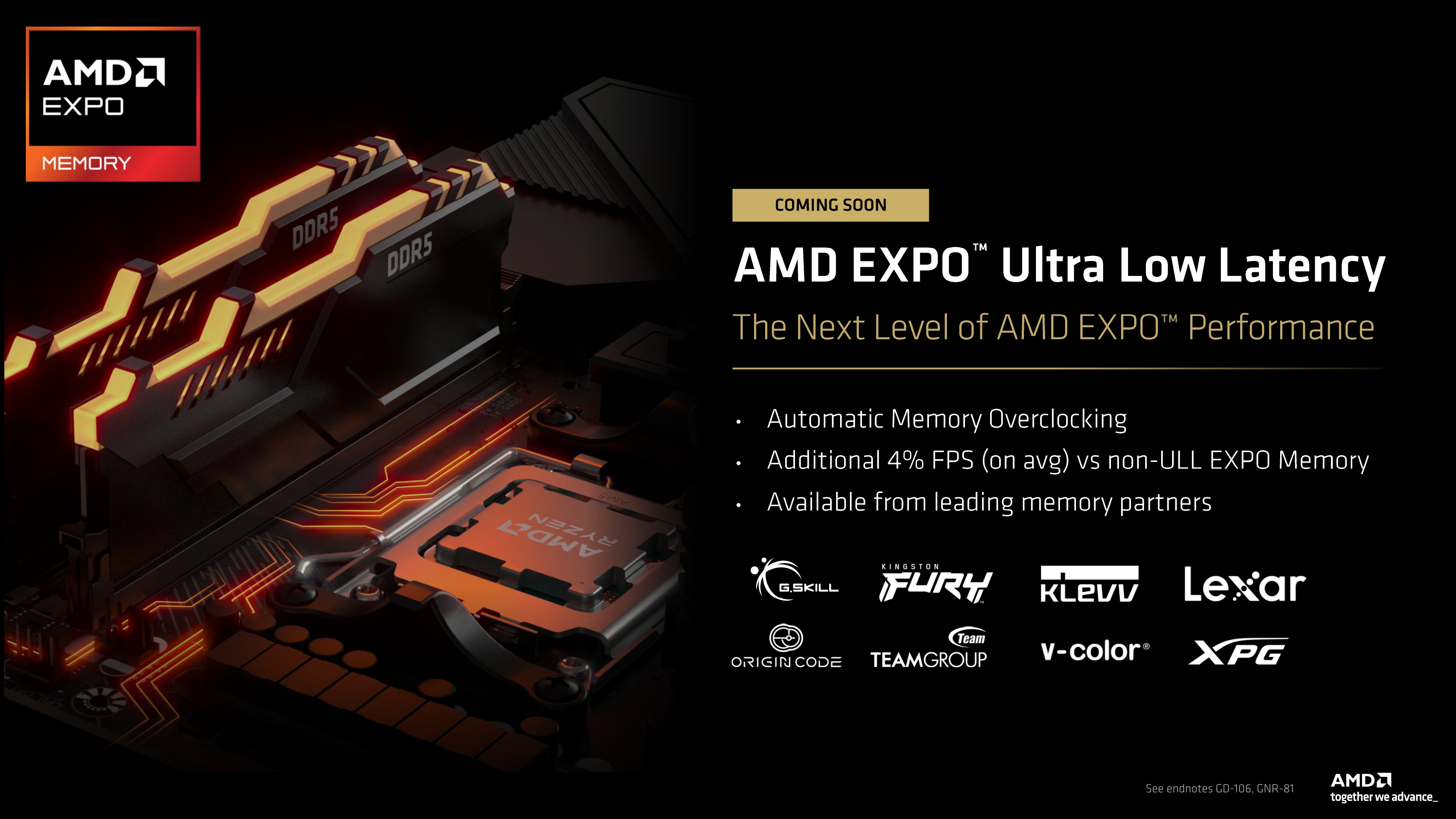 A presentation slide from AMD's Computex 2026 press pack, showing the announcement and details for its EXPO ULL update