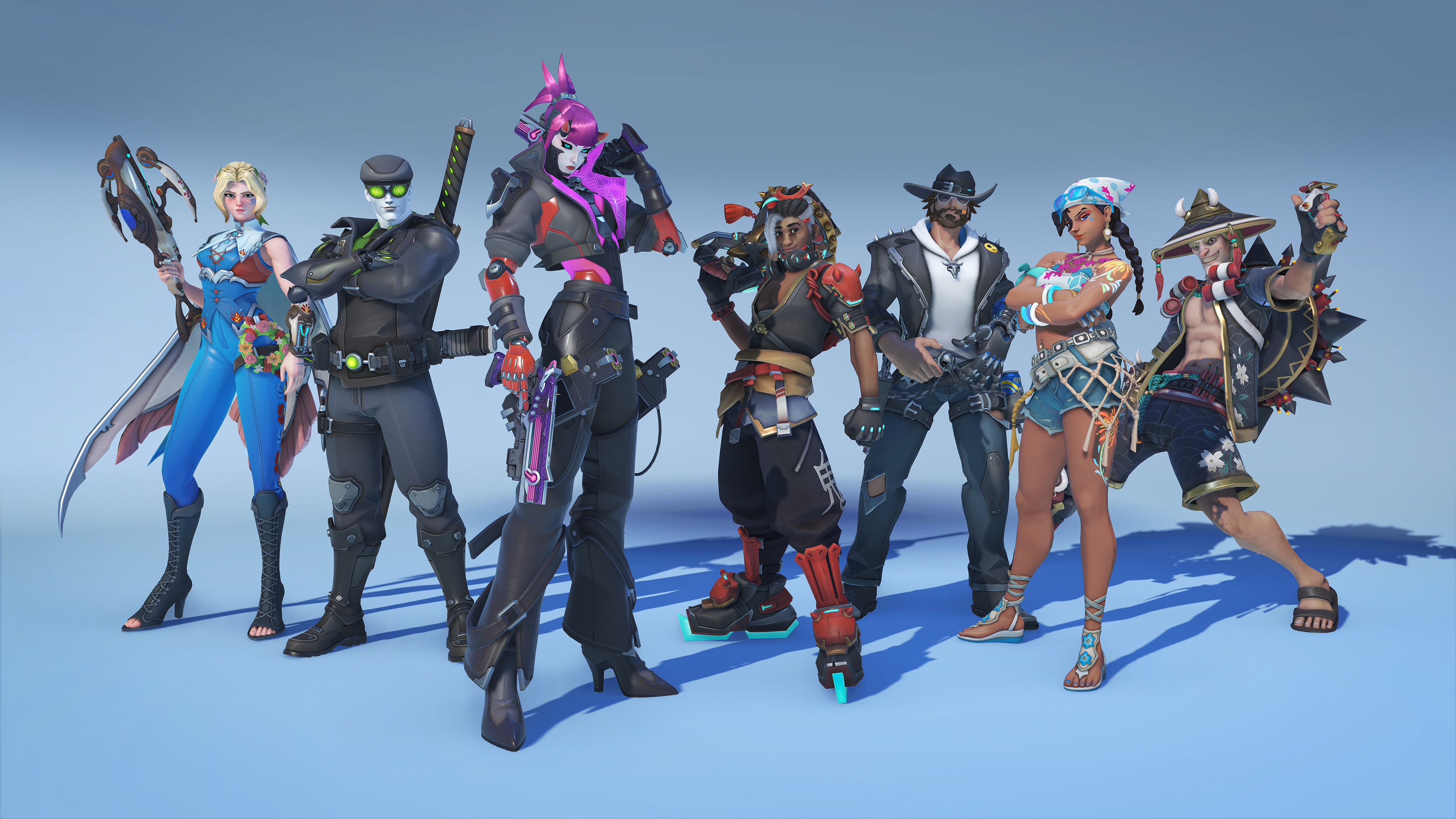 A promotional screenshot of Overwatch season 3 skins.