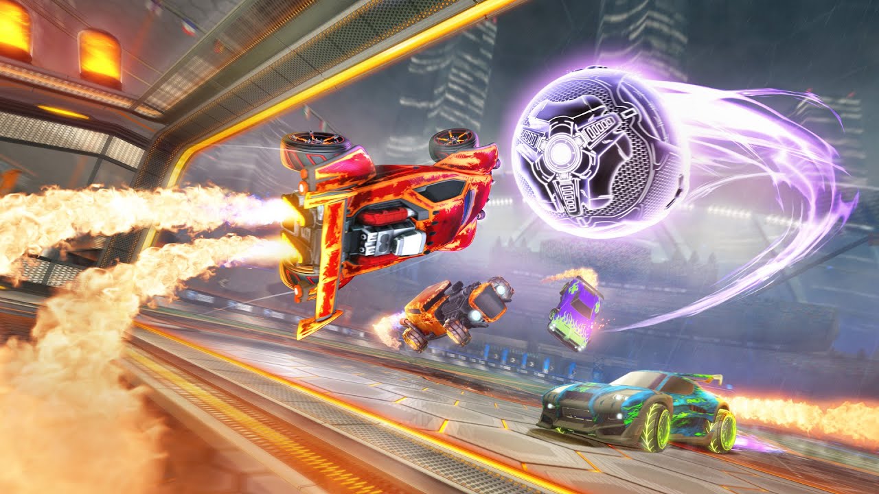 A car rocket boosts into a ball.