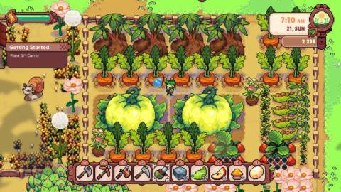Fourleaf Fields is an adorable little farming sim with a spill-the-tea mechanic