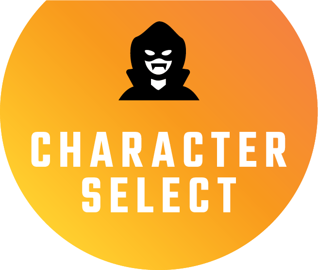 A logo for PCG's Character Select column showing a masked character on a yellow background with Character Select in white letters