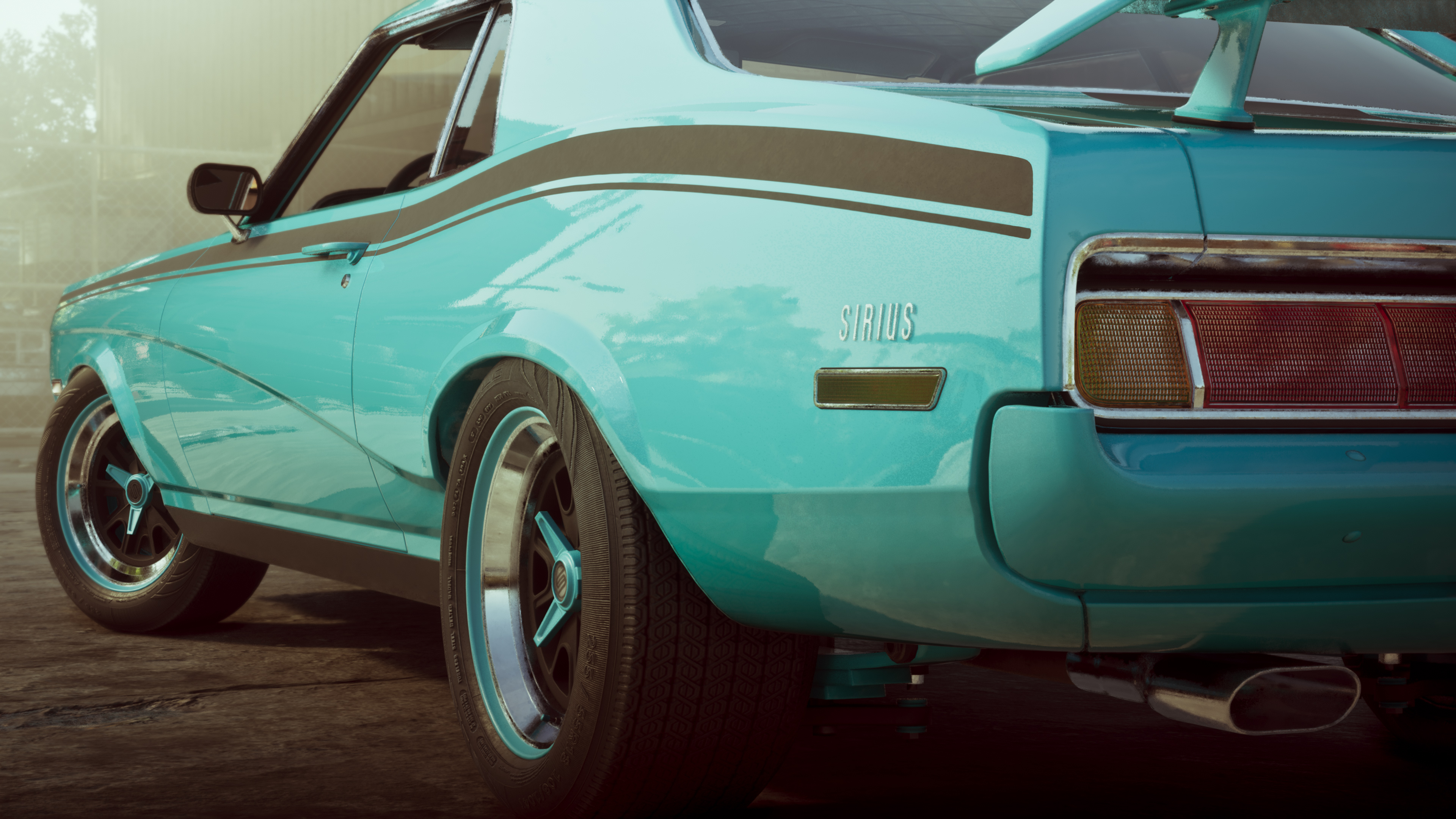 Teal car.