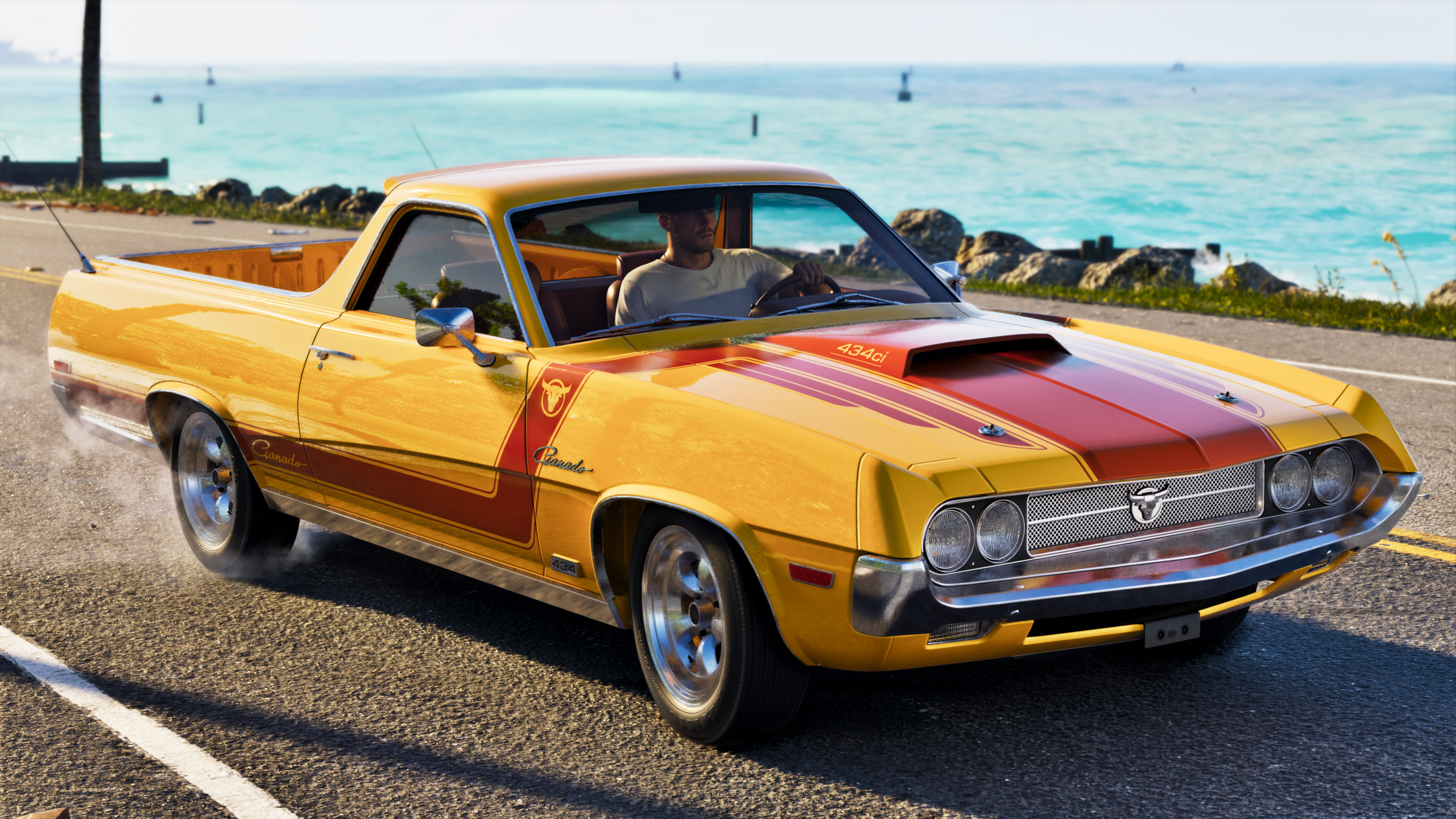 Fancy yellow car.