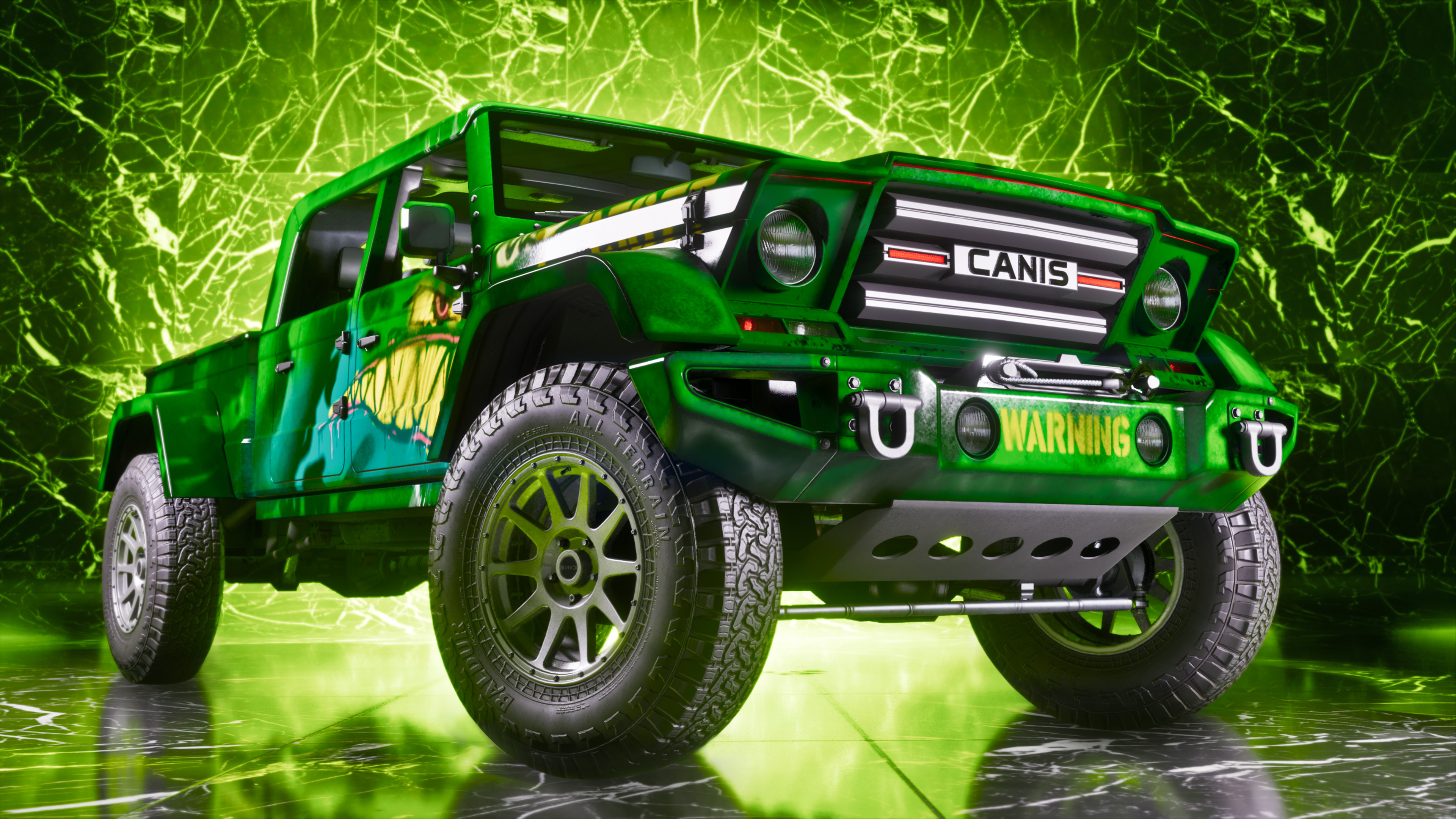 Green truck.