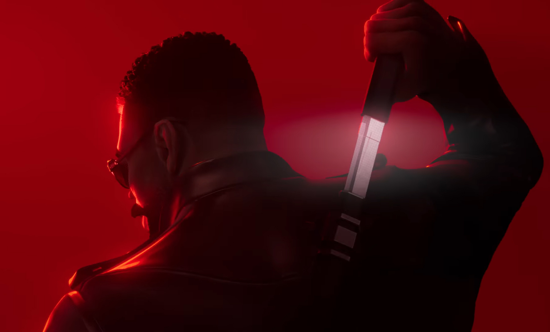 Famous half-vampire Blade unsheathing his sword