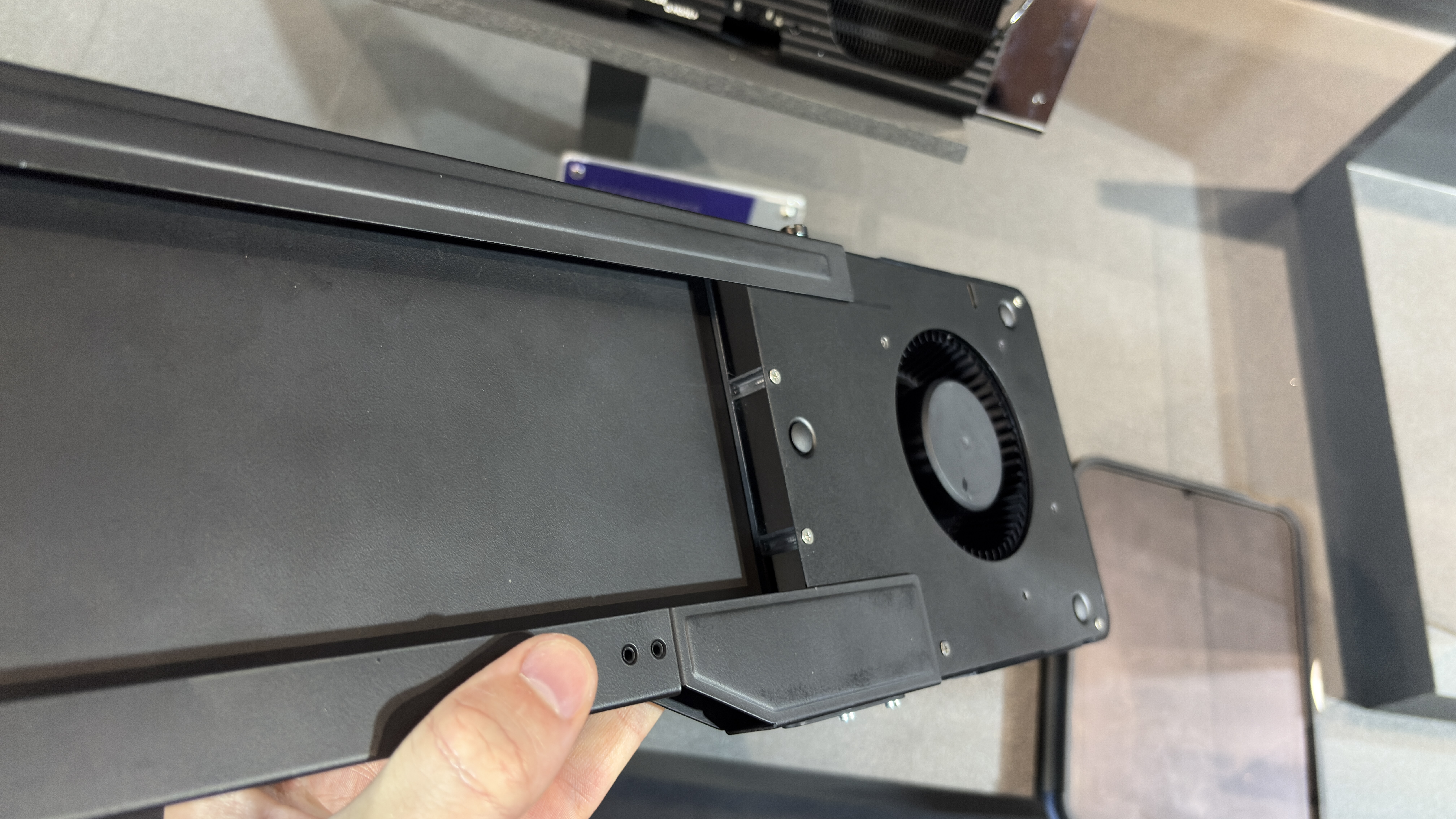 The Cooler Master MasterFlow GPU accessory at its Taiwan HQ.