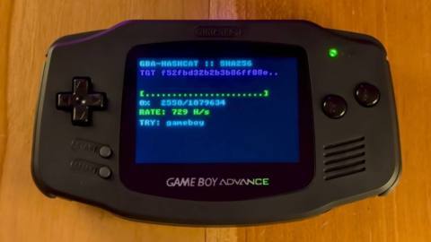 Developer creates a password-cracking Game Boy Advance that is ‘about thirty million times slower than a modern cracking rig’