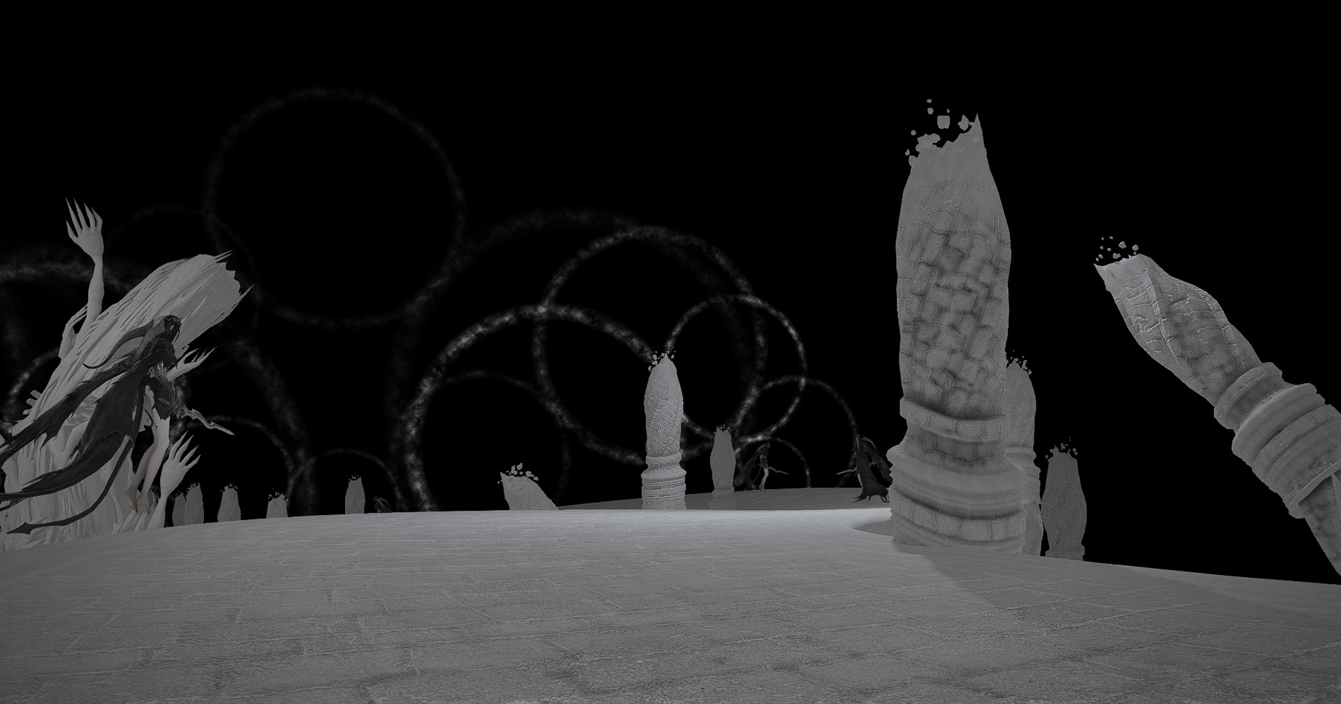 Screenshots of the Dark Territory zone in Final Fantasy 14.