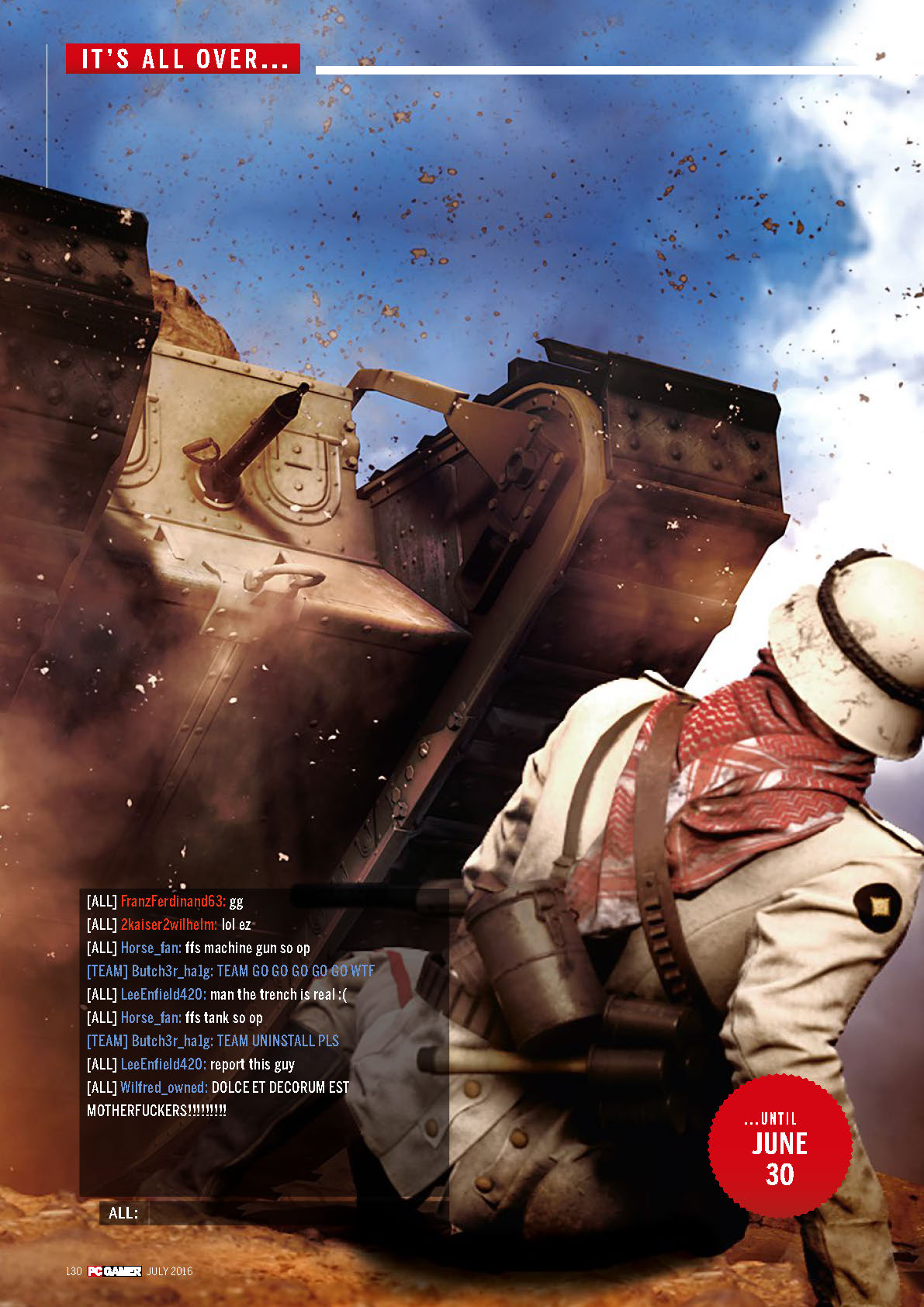 As a tank is about to crush a soldier in Battlefield, we see the last moments of their life play out in a memey text chat