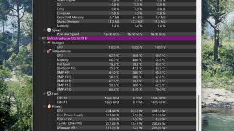 HWMonitor now shows you thermal hotspot data for RTX 50-series graphics cards, so I thought I’d give one of ours a quick test