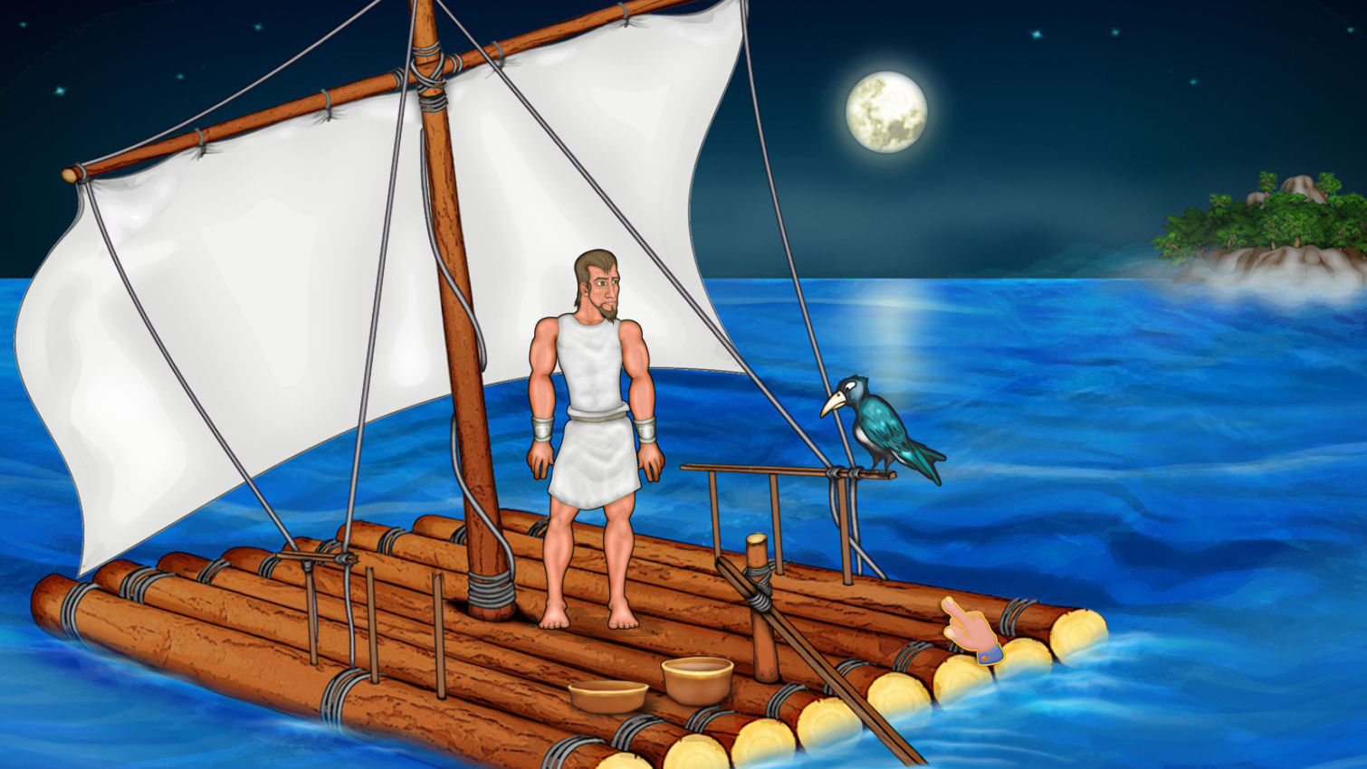 Odysseus on a raft