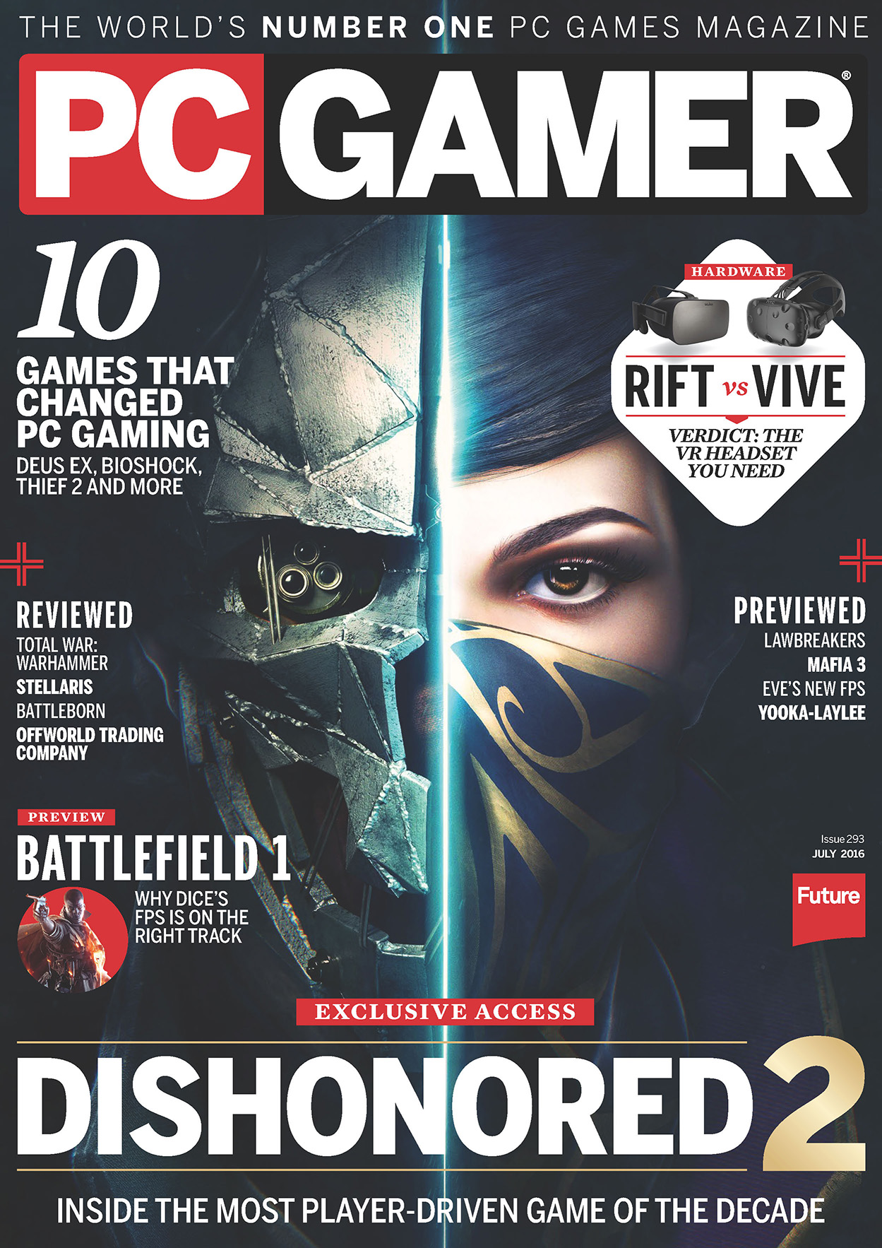 PC Gamer Magazine UK #293 - Dishonored 2 cover