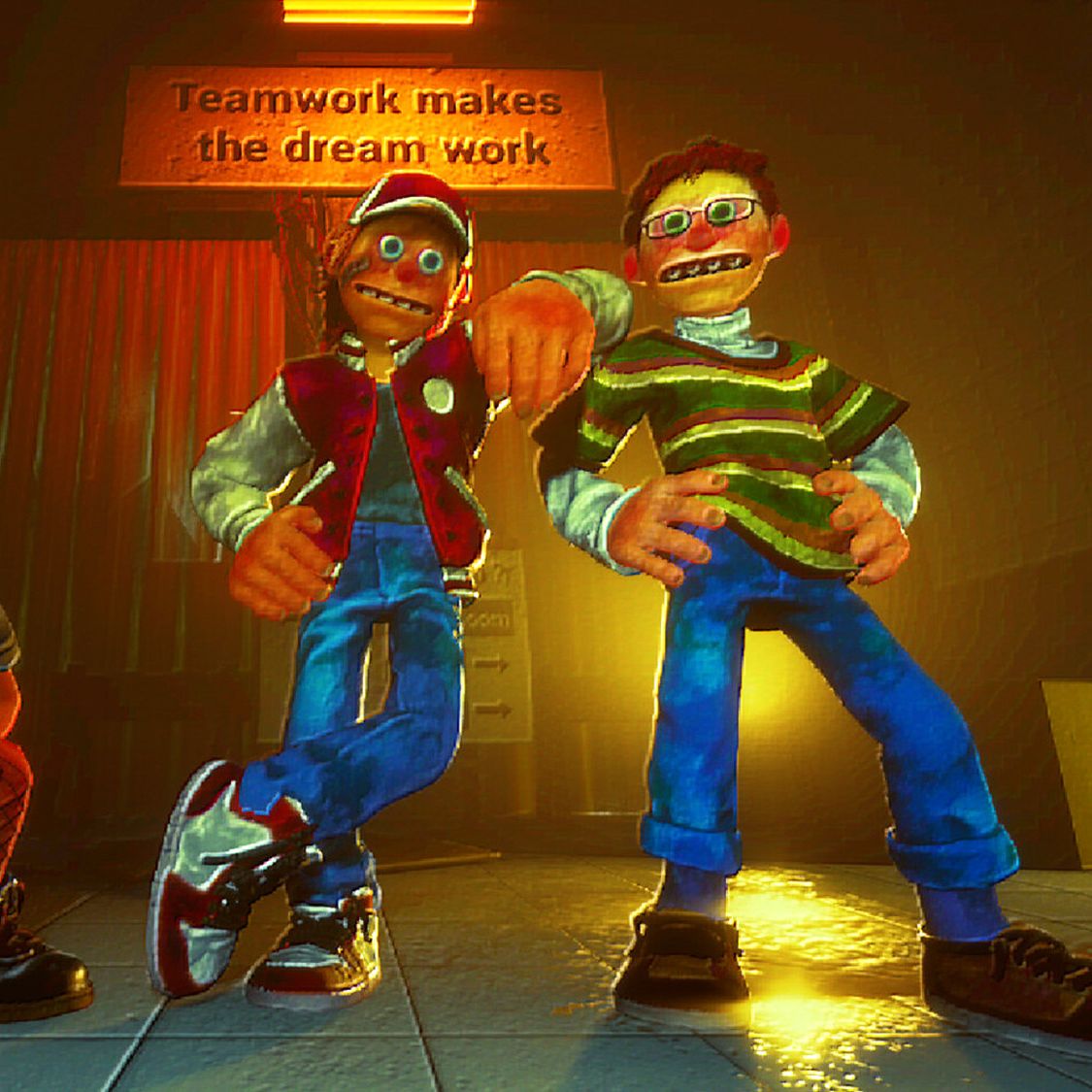 Storebound - Three players made in a claymation art style stand in front of a 
