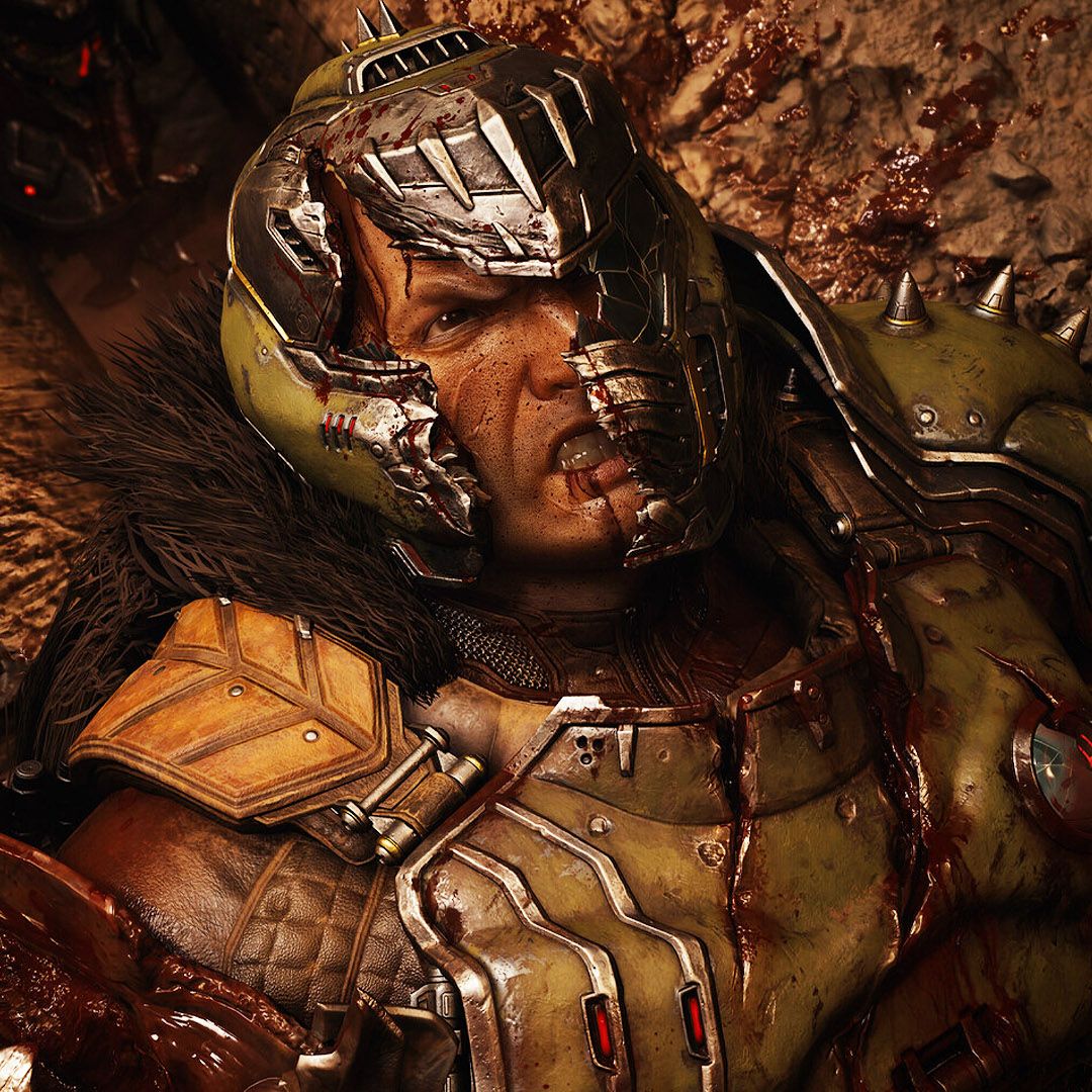 Doom: The Dark Ages - Doom Guy with his mask broken laying on the ground in the Revelations DLC