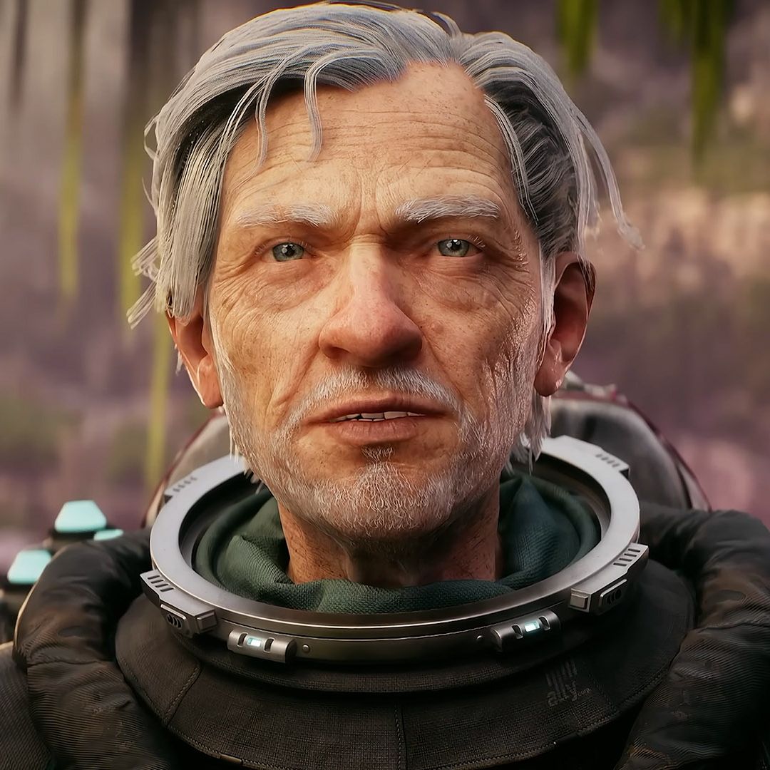 The Alters: Last Variable - An older scientist close-up standing in a colorful, alien world