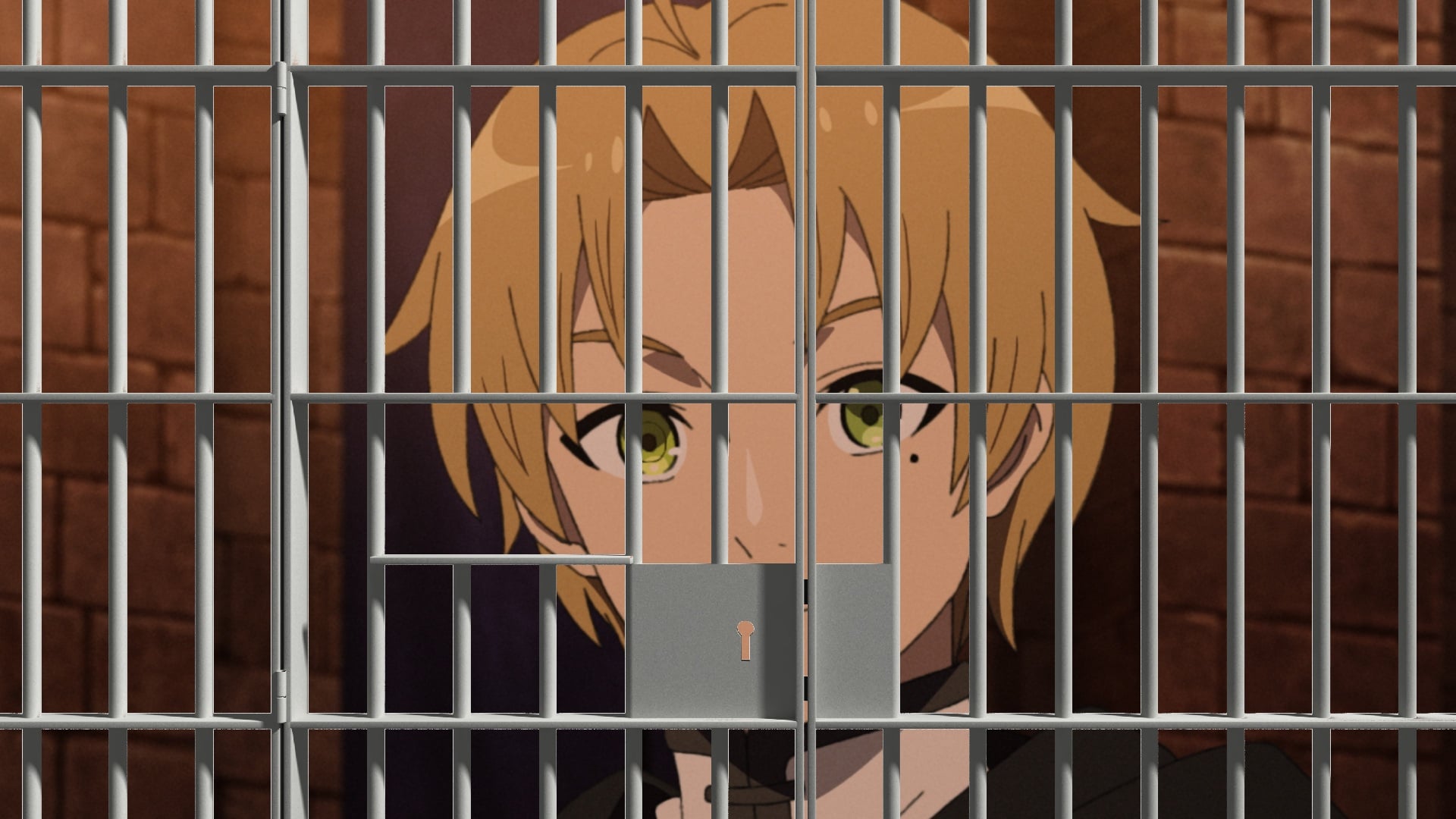 Mushoku Tensei Jobless Reincarnation Official Image With Prison Bars In Front Of The Protagonist