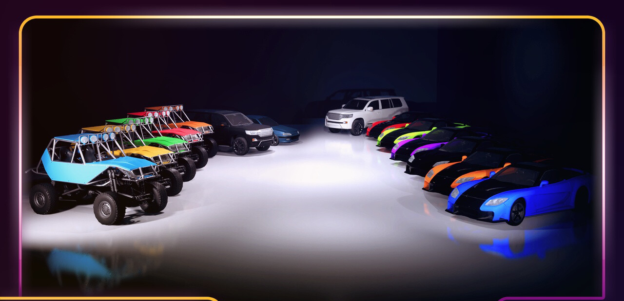 Some cars in different colors