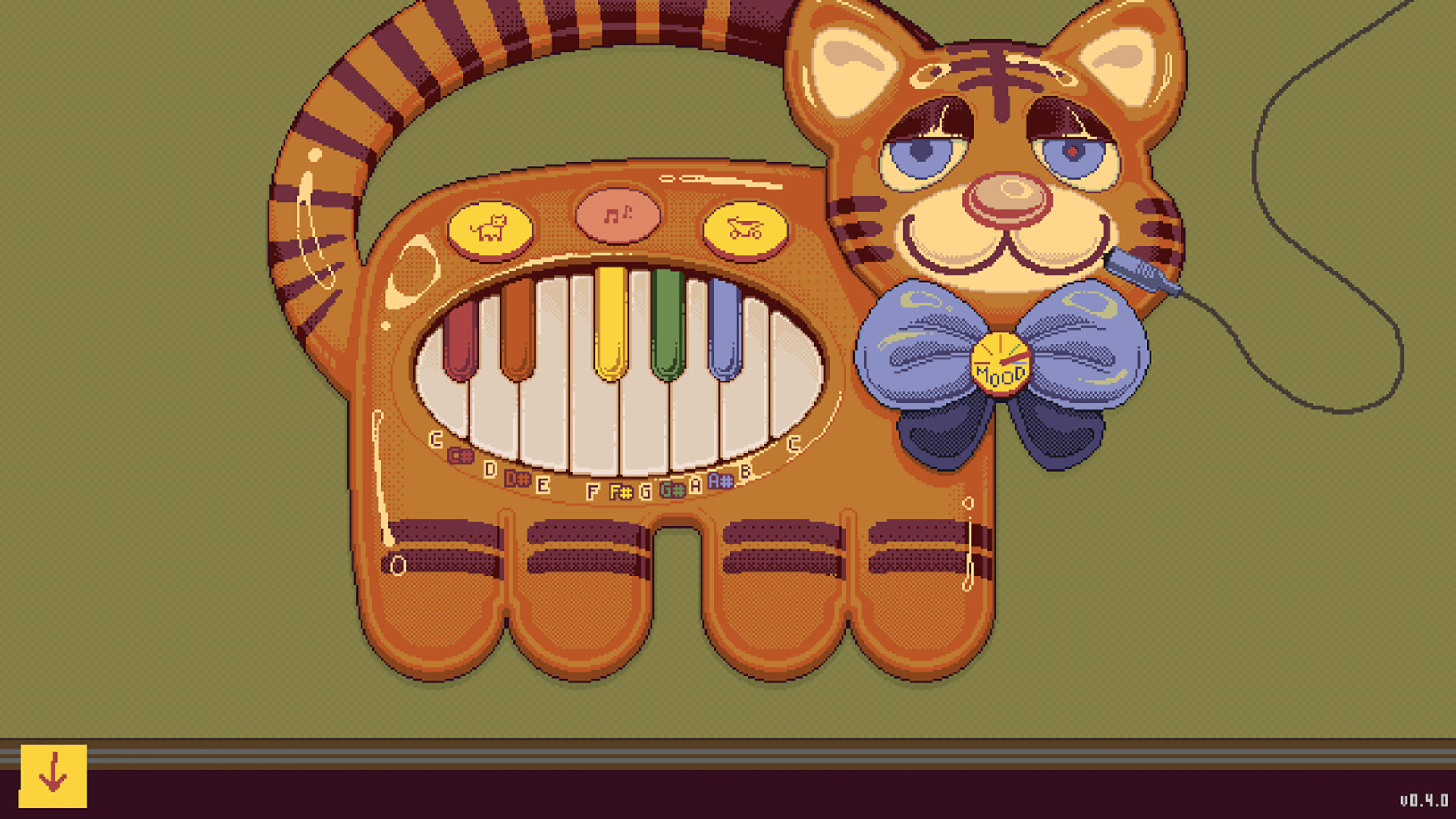 A toy keyboard shaped like a cat