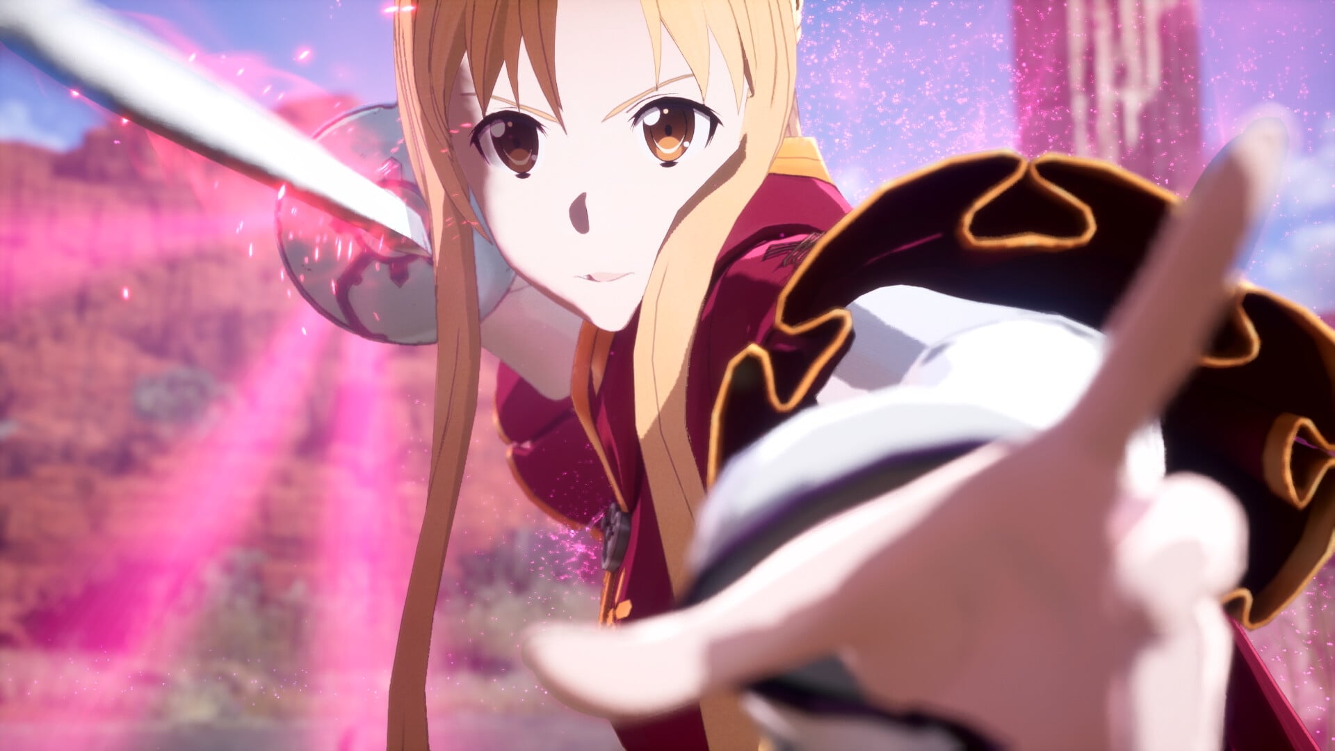 An anime character brandishes a sword.