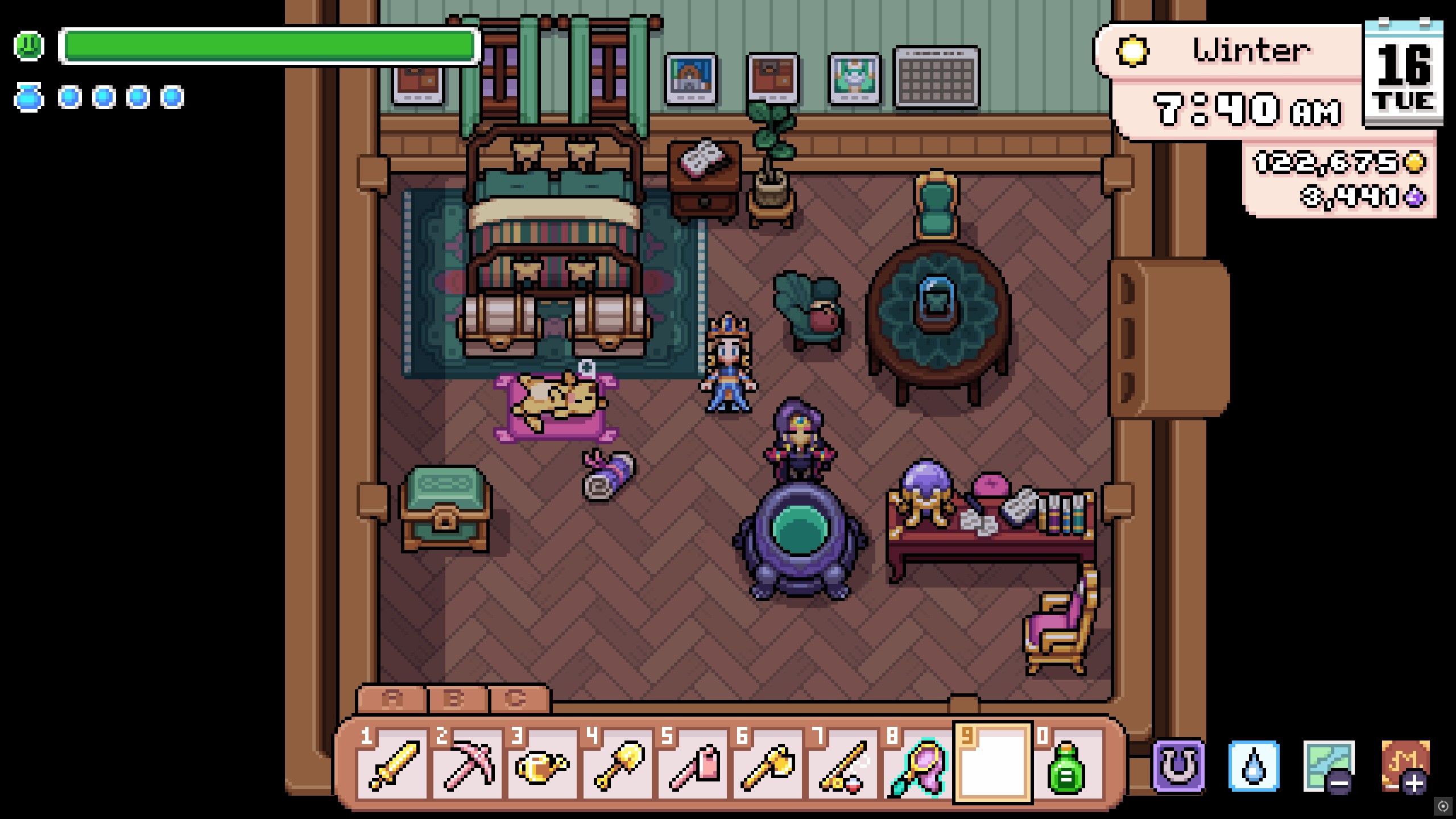 Fields of Mistria - Juniper uses her cauldron in the main character's house after marriage
