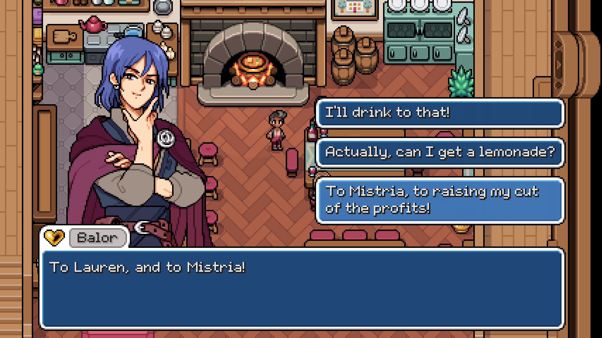 Fields of Mistria - Balor sits at the inn drinking and says 