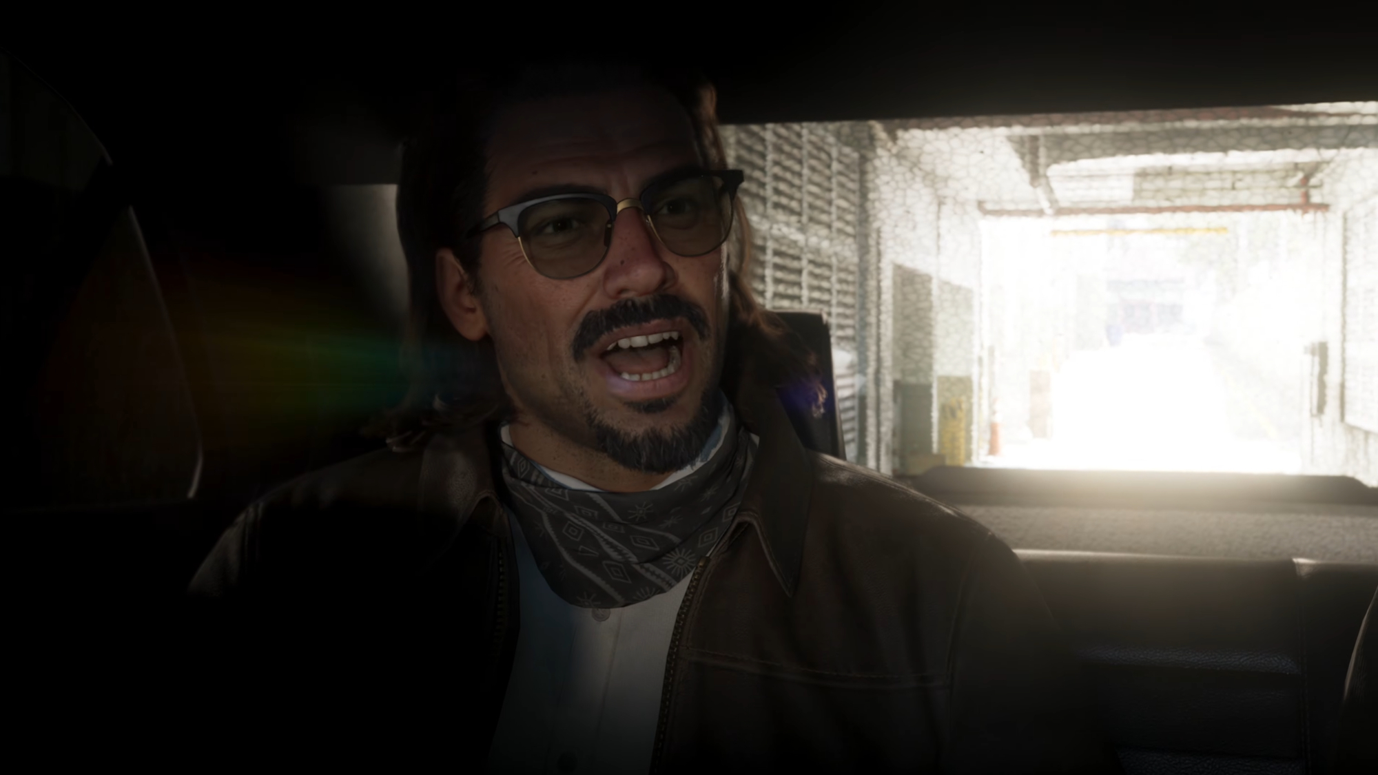 GTA 6 character in the back of a car