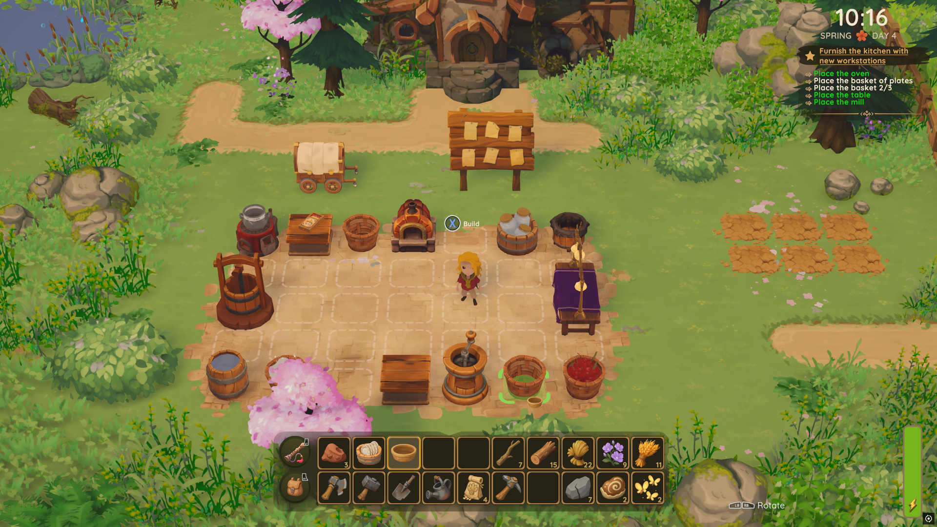 Dragon Shelter - A player building a new cooking station in their kitchen