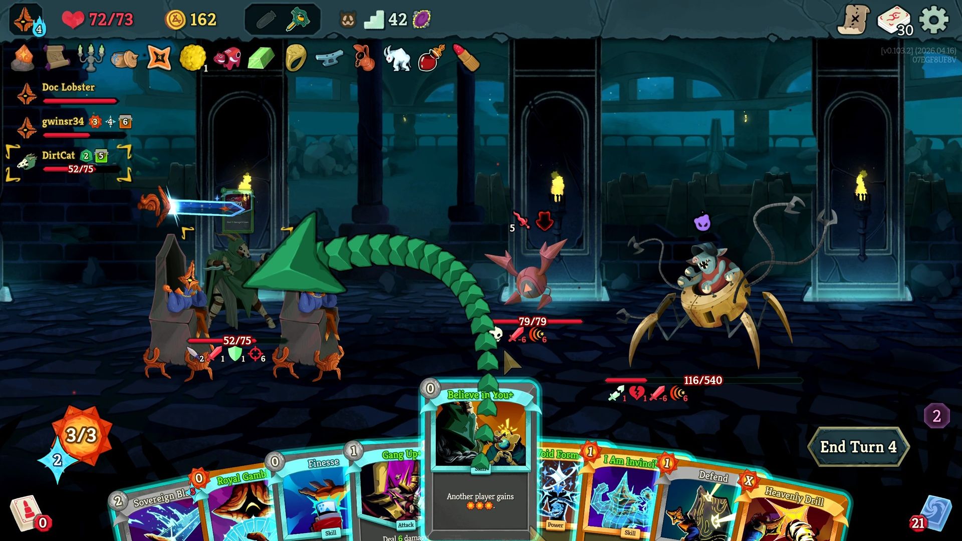 Multiplayer card being played in StS2