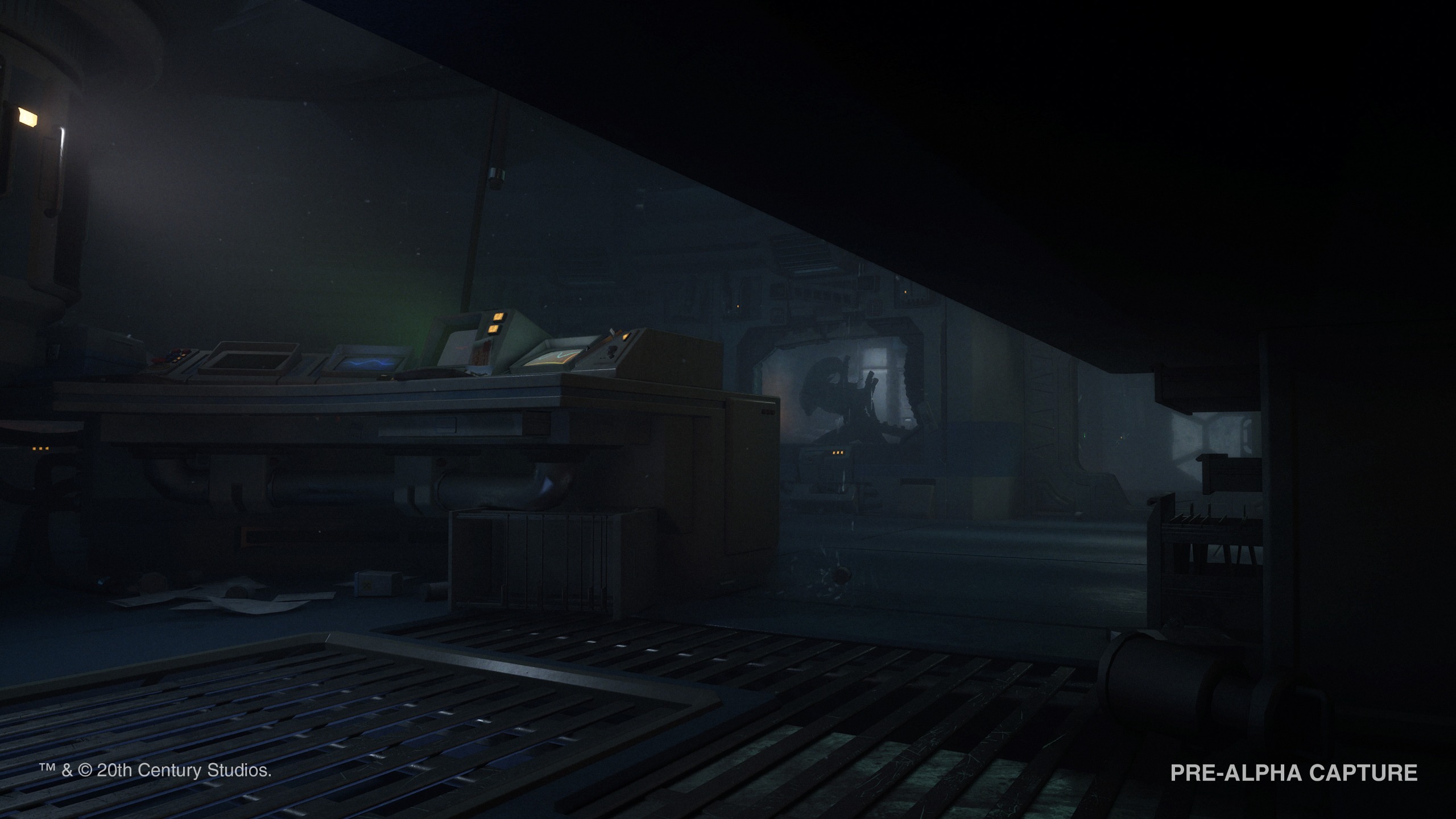 Dark ship interior.