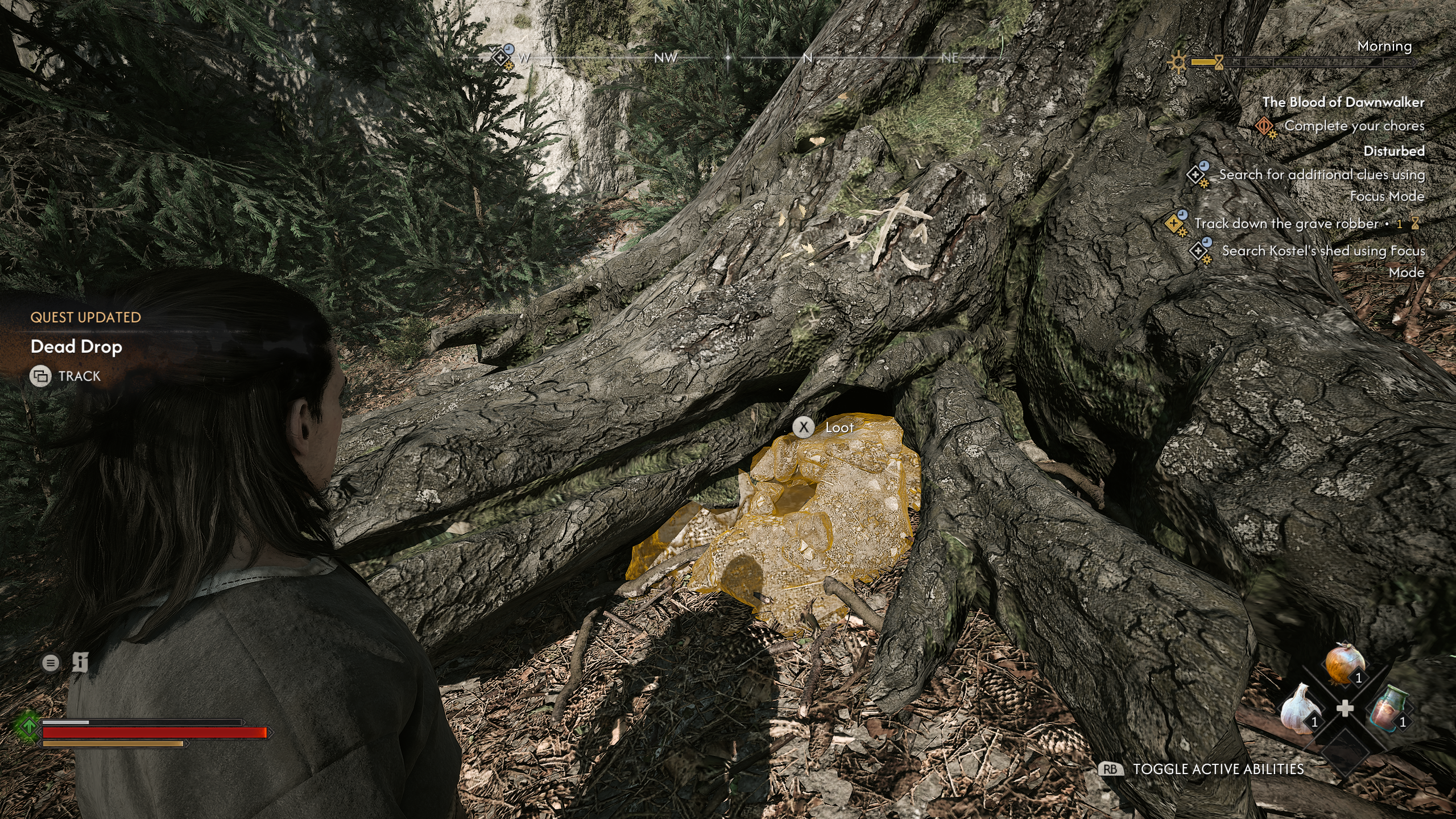 Dawnwalker - A hidden cache beneath a tree for the Dead Drop quest