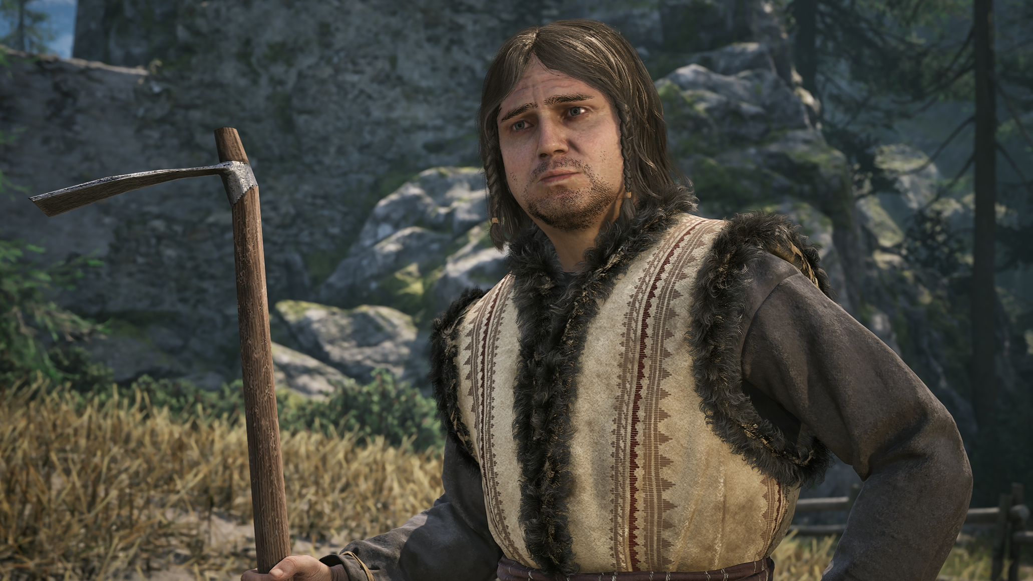 Dawnwalker - Gavril stands in his field gathering hay