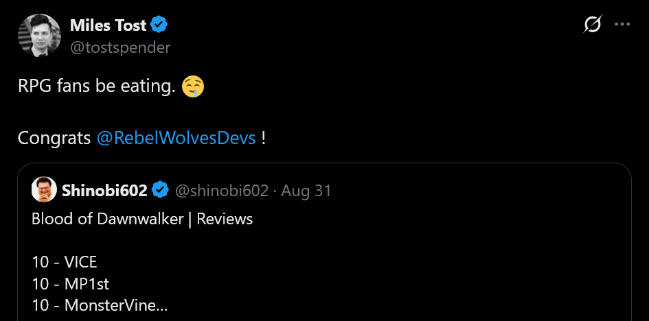 RPG fans be eating. Congrats Rebel Wolves!