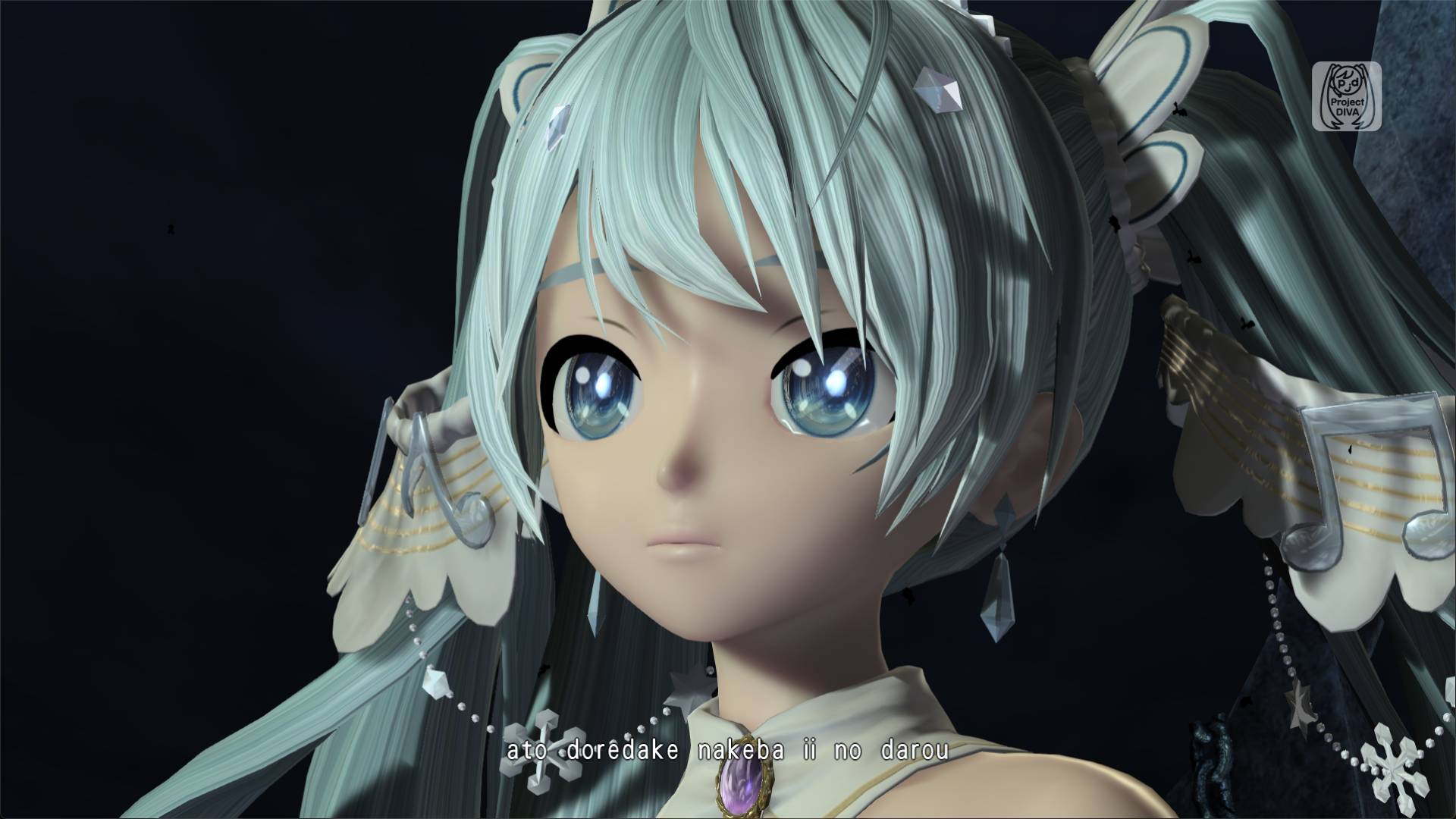 A close up of Miku Hatsune's face with DLSS 5 off