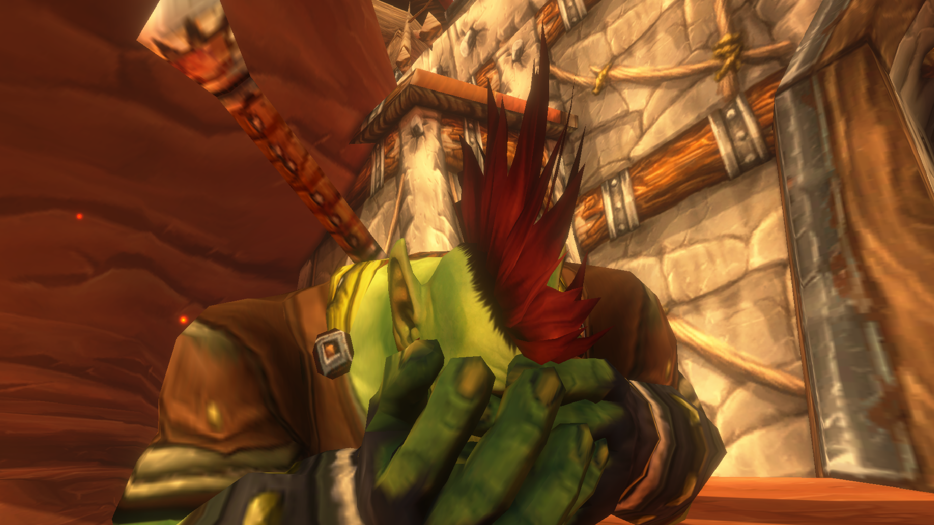 A crying orc in World of Warcraft: Forever.