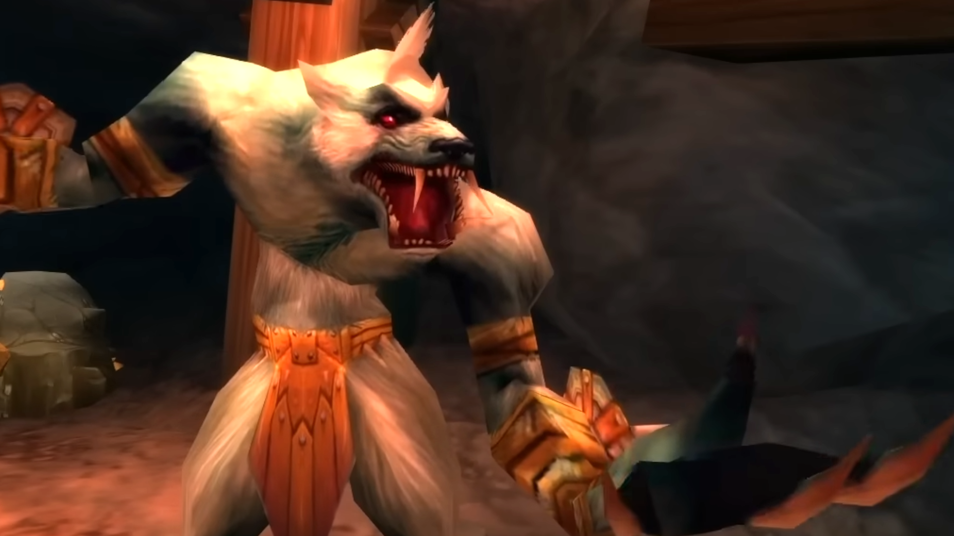 A worgen looks very surprised in World of Warcraft Classic.