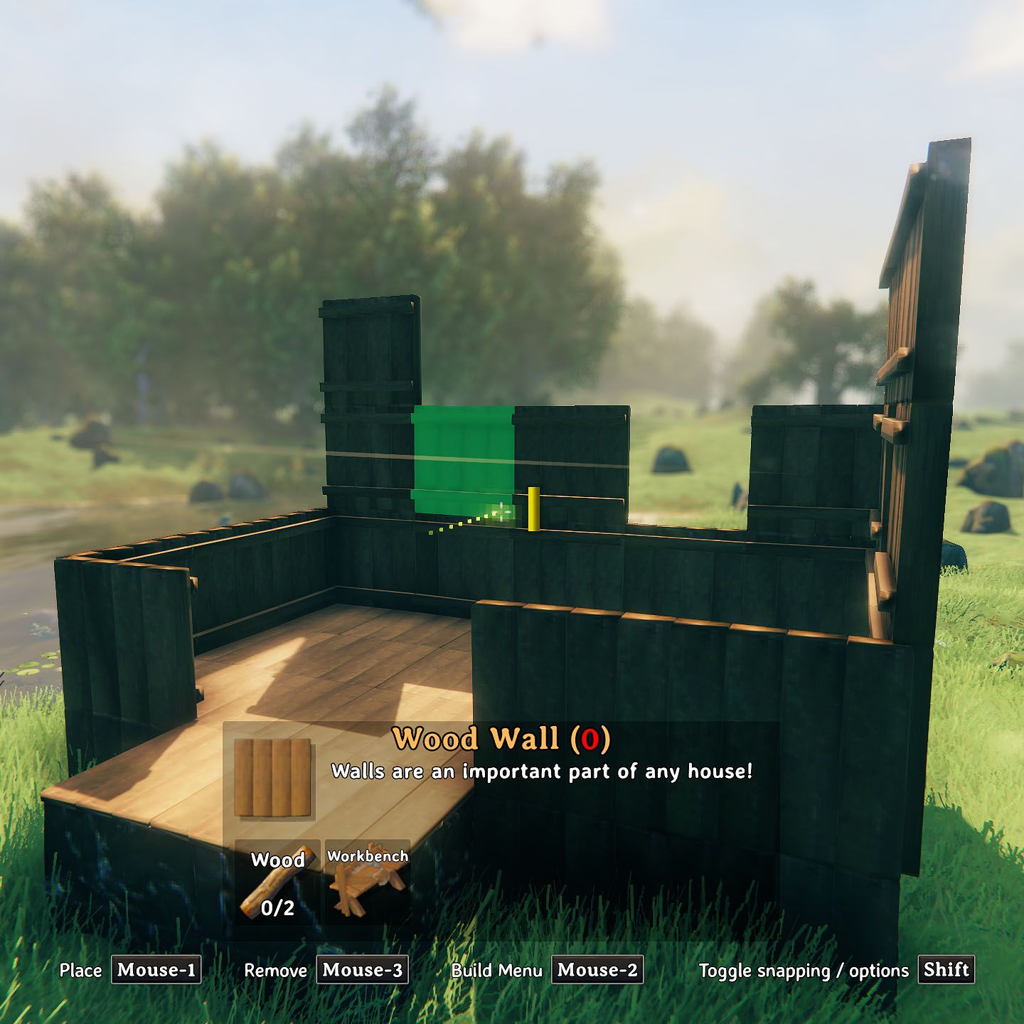 Valheim mod - Zoomed out camera for building without climbing. There is no Viking onscreen, but the camera is free floating to place walls.