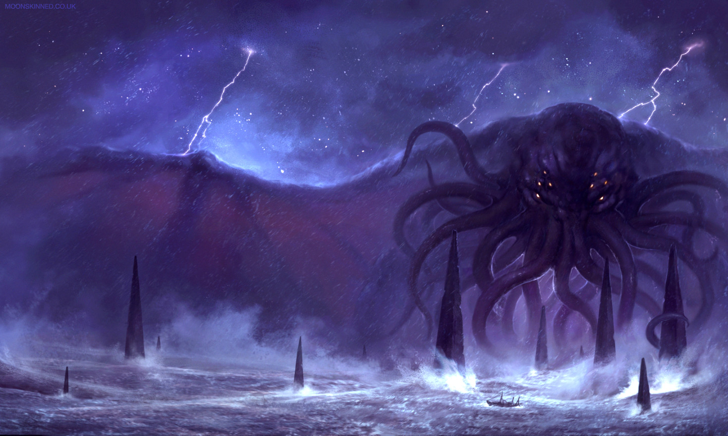 Cthulhu causing a ruckus