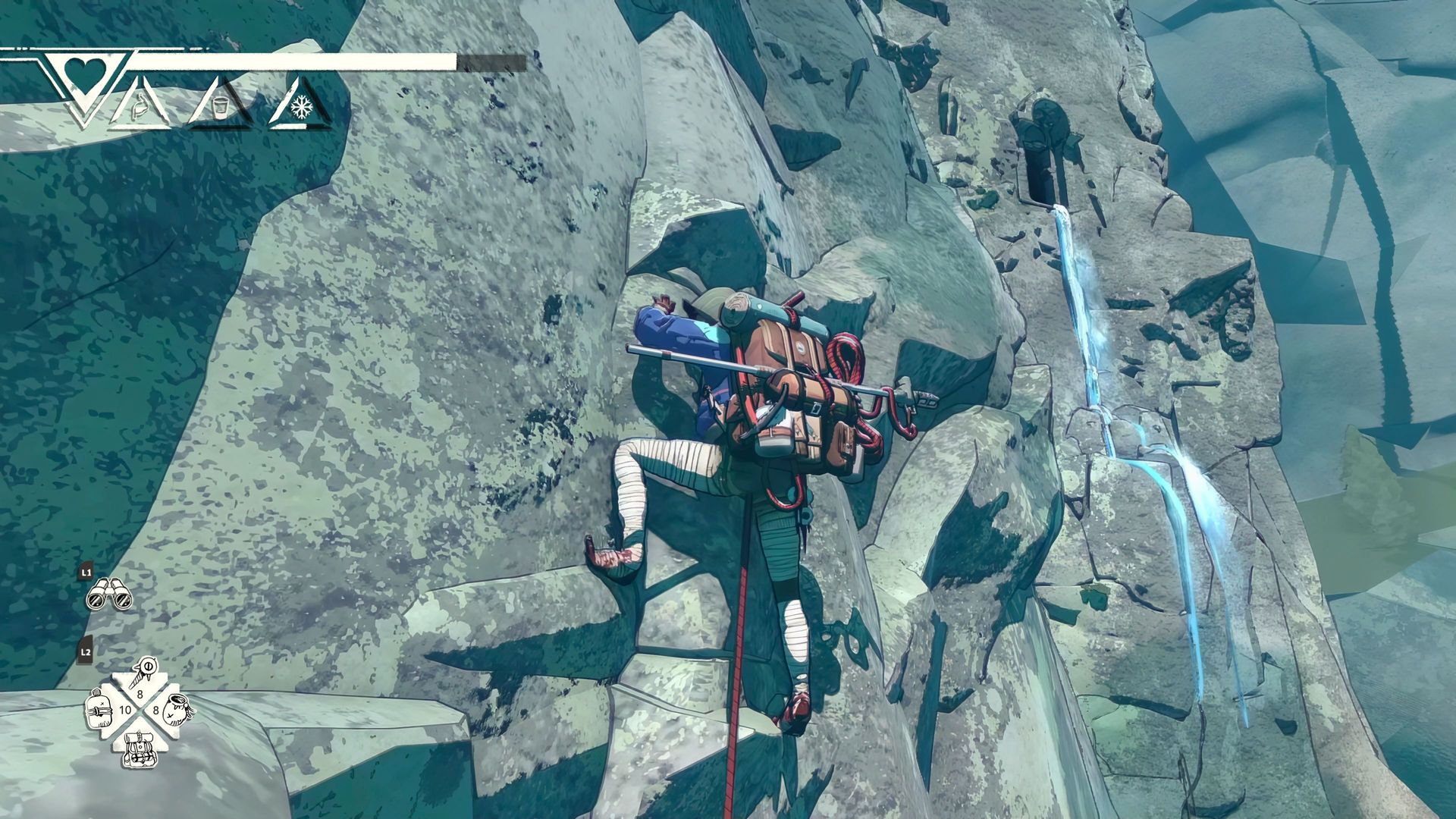Screenshots of climbing adventure puzzle game Cairn.