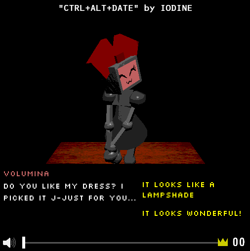 mini dating game screen showing dialogue