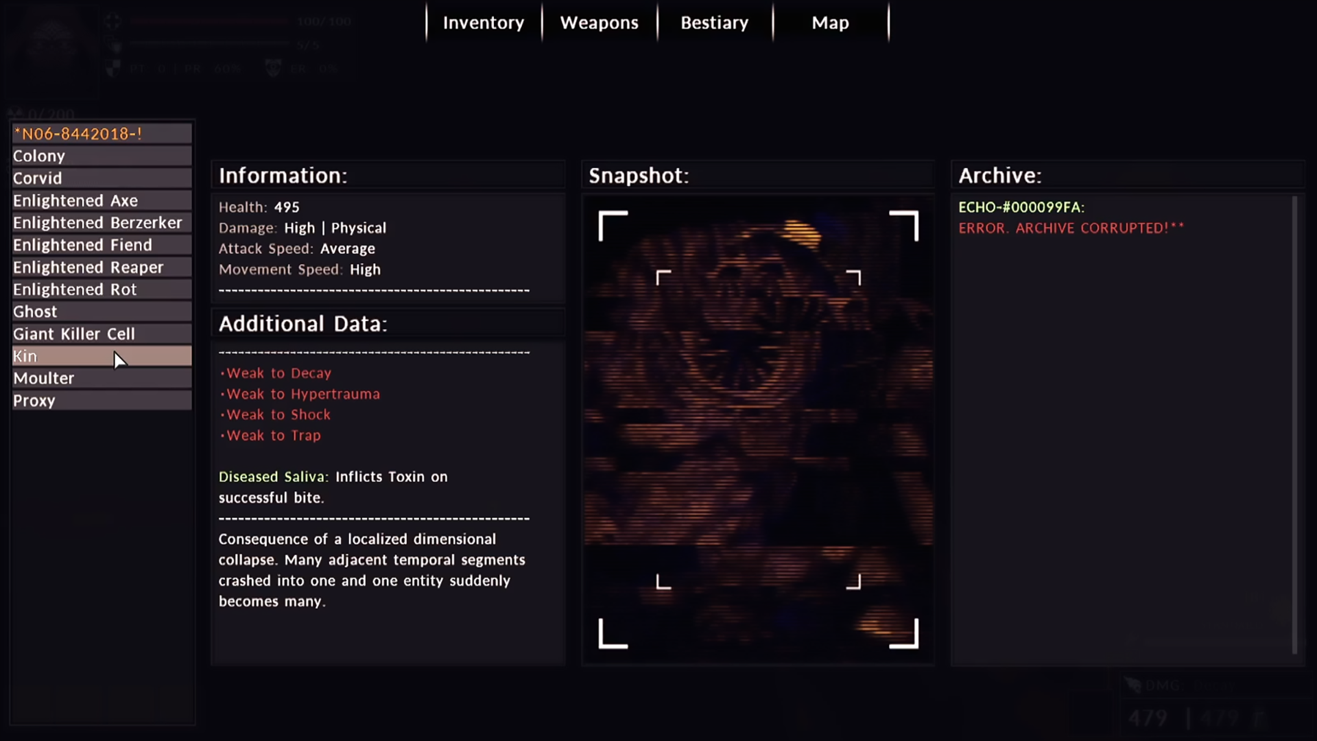 Divine Frequency screenshot showing disturbing action in dark, evil world.