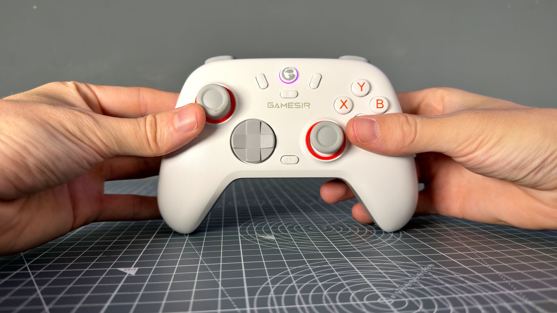 GameSir Nova Lite 2 controller in white colourway on a desk.