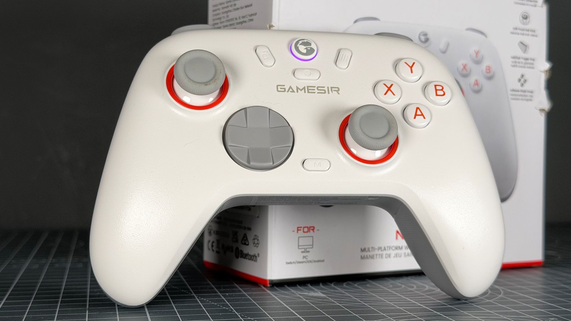 GameSir Nova Lite 2 controller in white colourway on a desk.