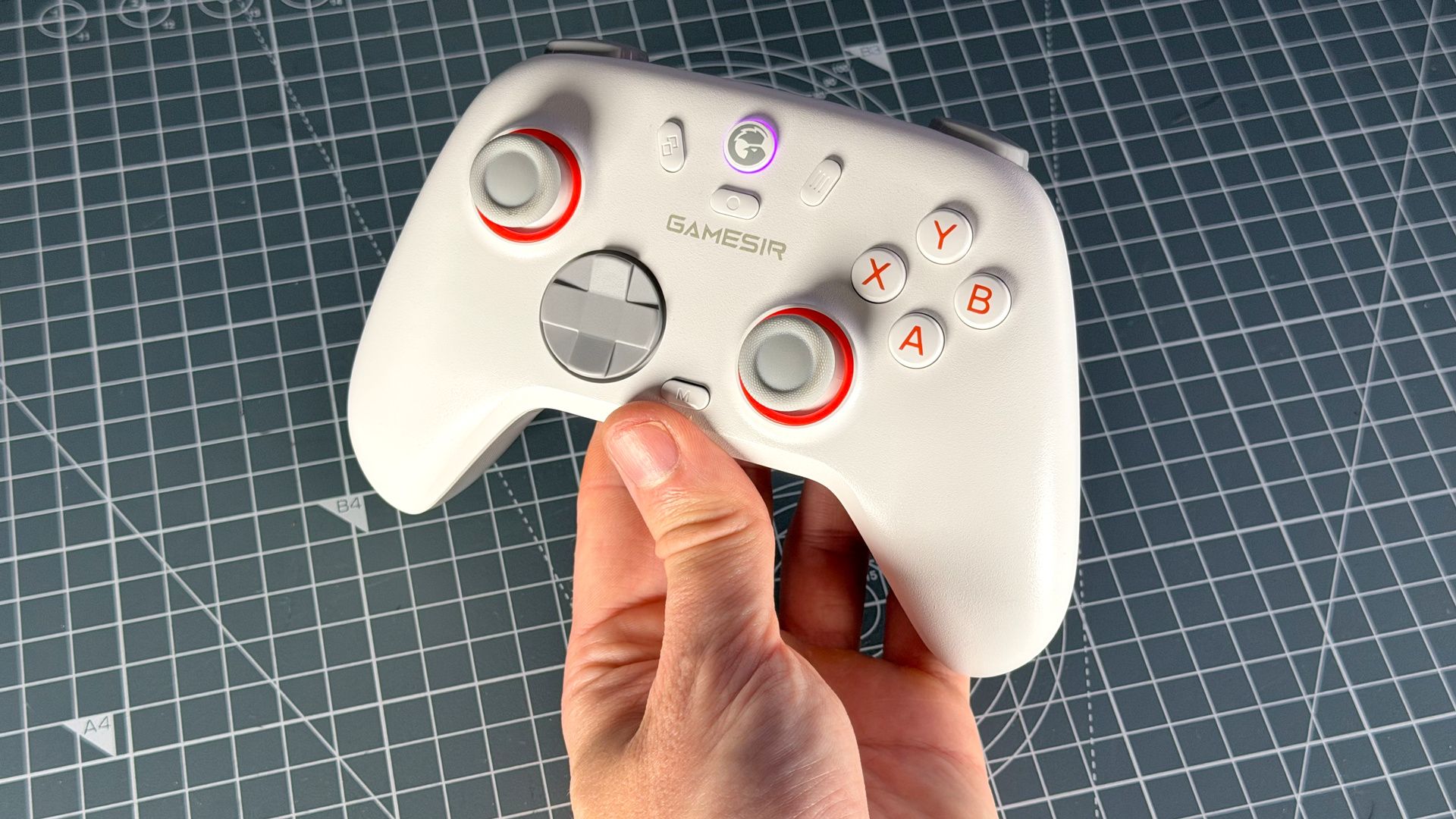 GameSir Nova Lite 2 controller in white colourway on a desk.