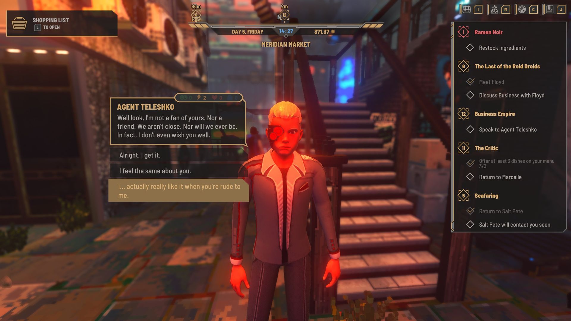 Nivalis Nights - A player has an diglaogue option with Agent Teleshko that says