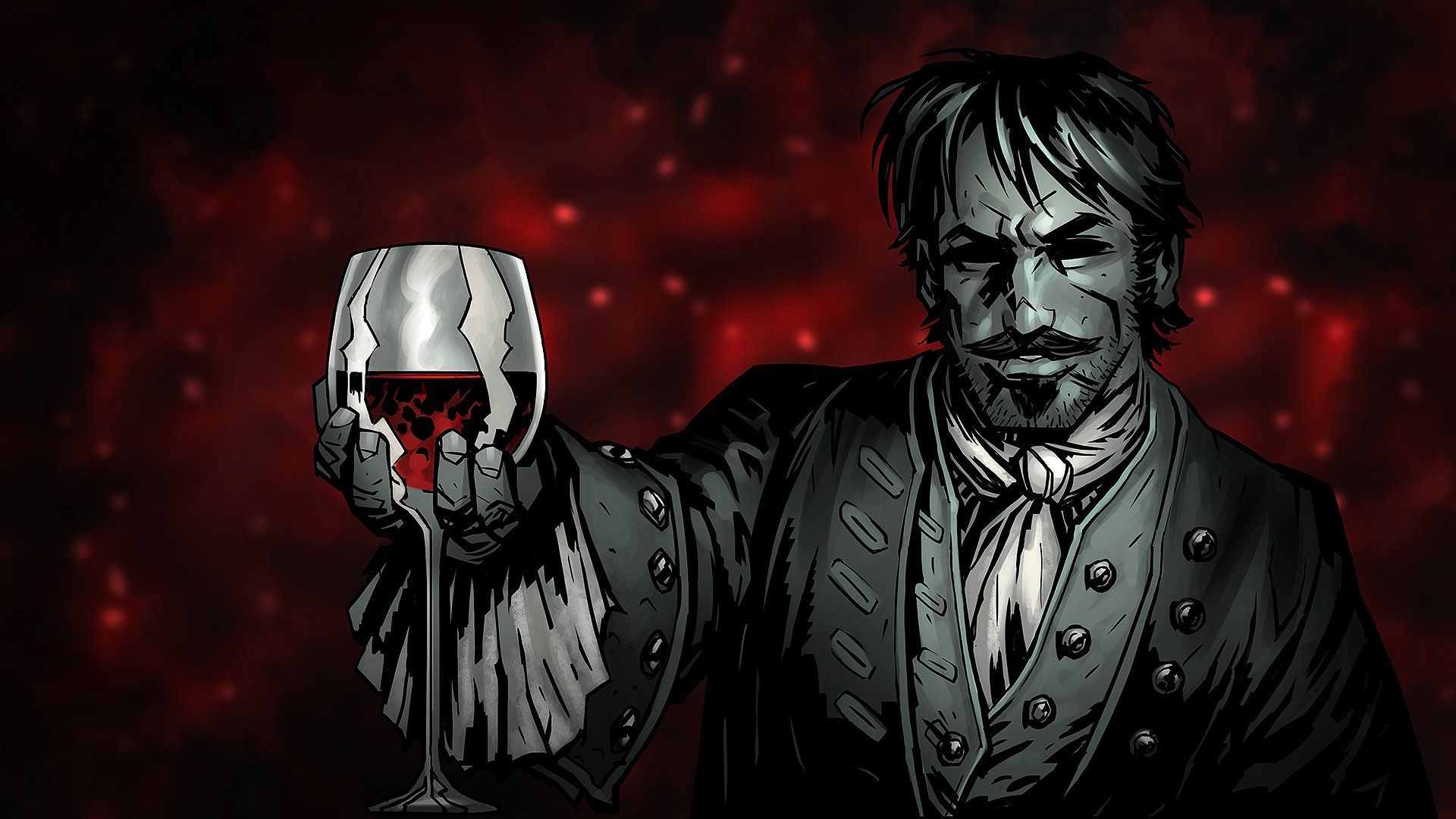 A vampire raising a glass of blood