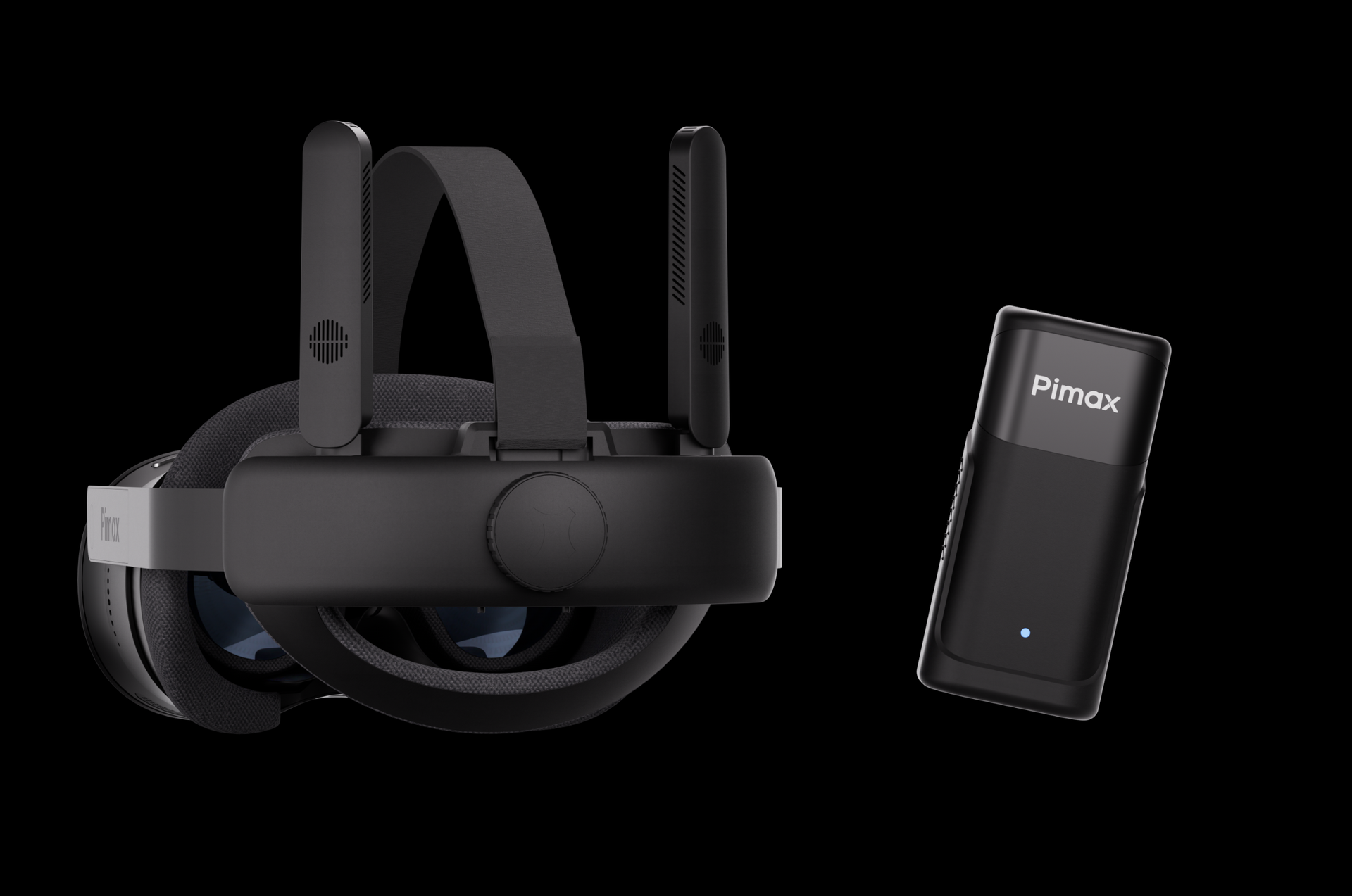 Pimax's new VR headset, the Crystal Pro, on a black background.