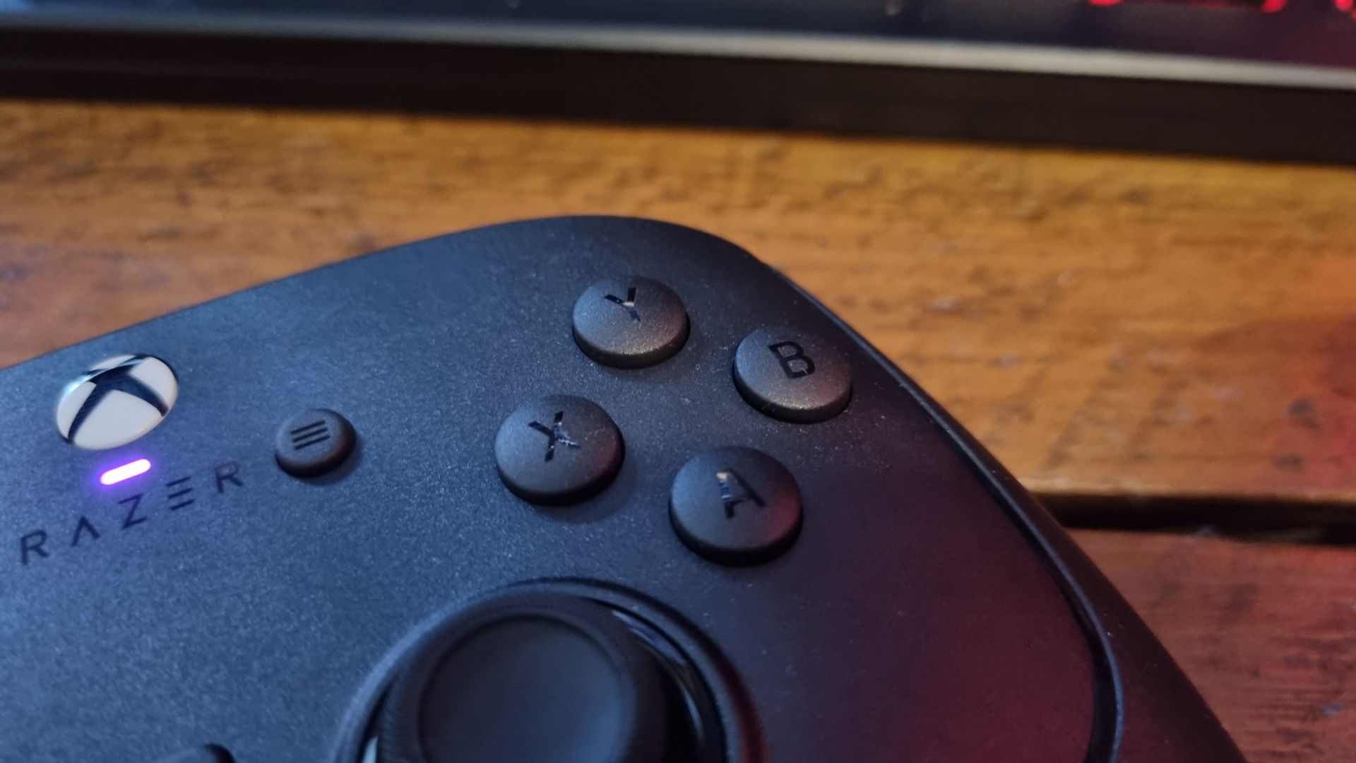 A Razer Wolverine V4 Pro gaming controller in close up