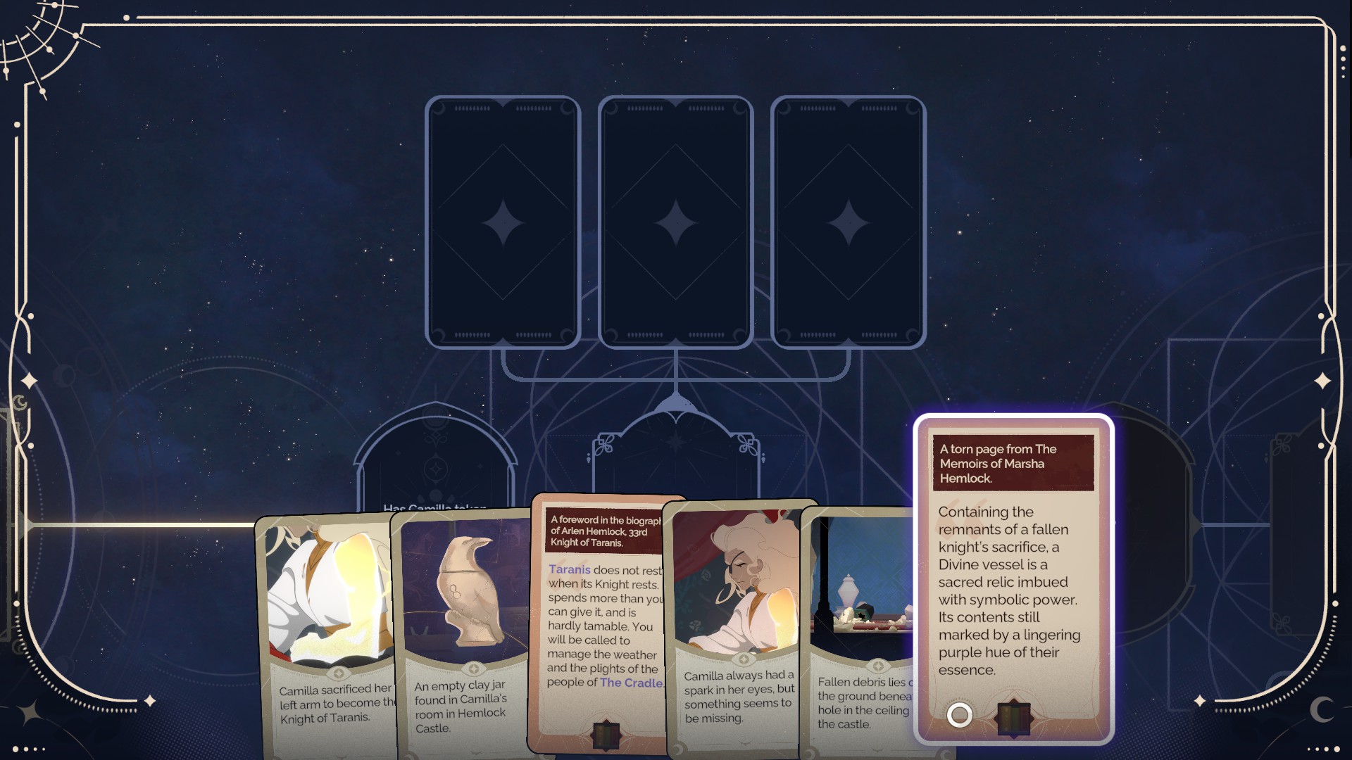 An example of the Insights system in At Fate's End.